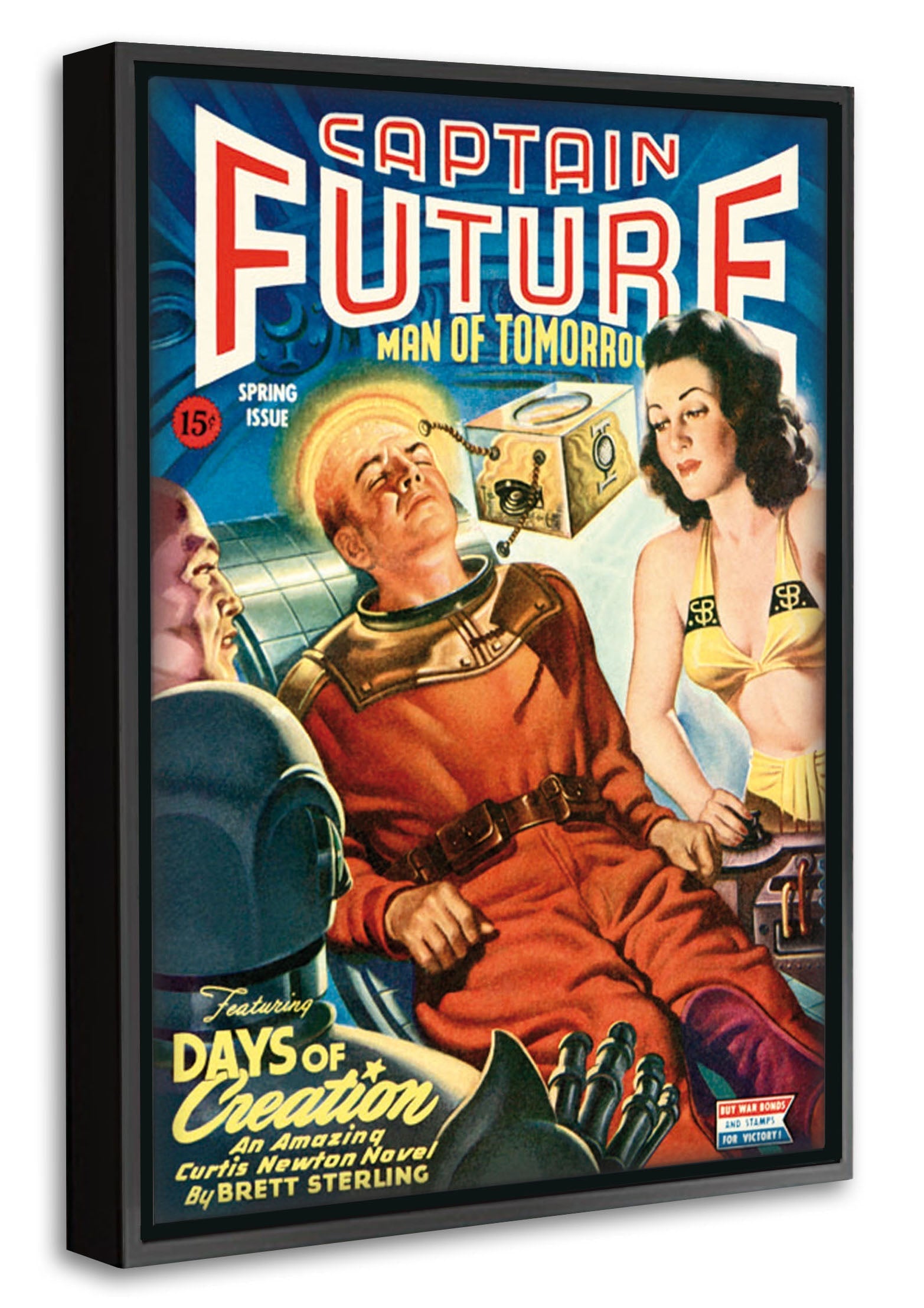 Captain Future - Man of Tomorrow-comics, print-Canvas Print with Box Frame-40 x 60 cm-BLUE SHAKER