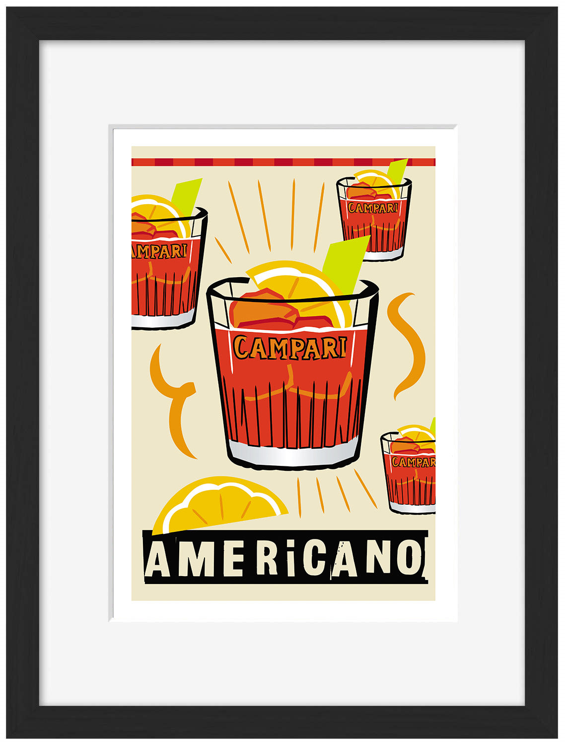 Americano-cocktails, print-Framed Print-30 x 40 cm-BLUE SHAKER