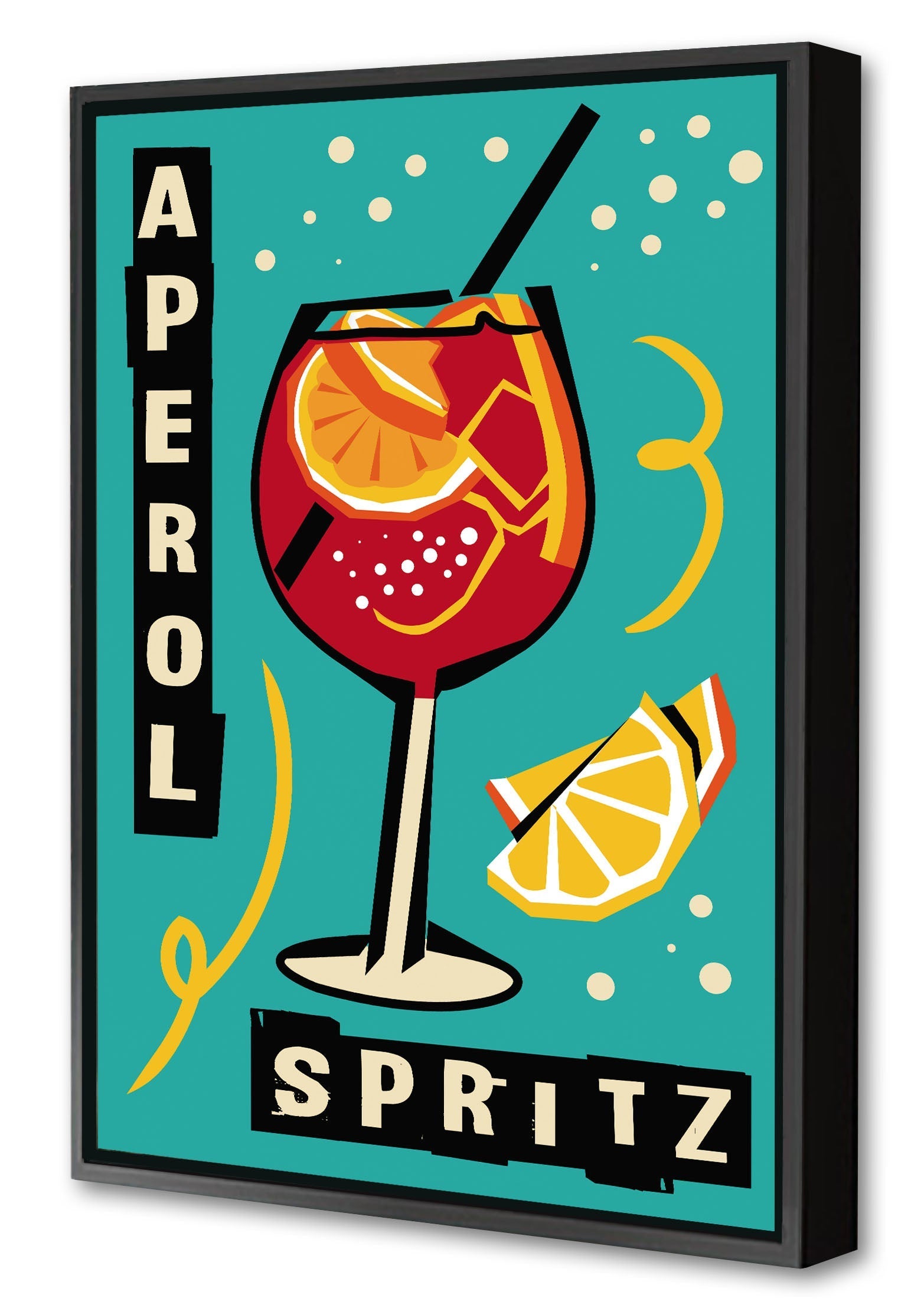 Aperol Spritz-cocktails, print-Canvas Print with Box Frame-40 x 60 cm-BLUE SHAKER