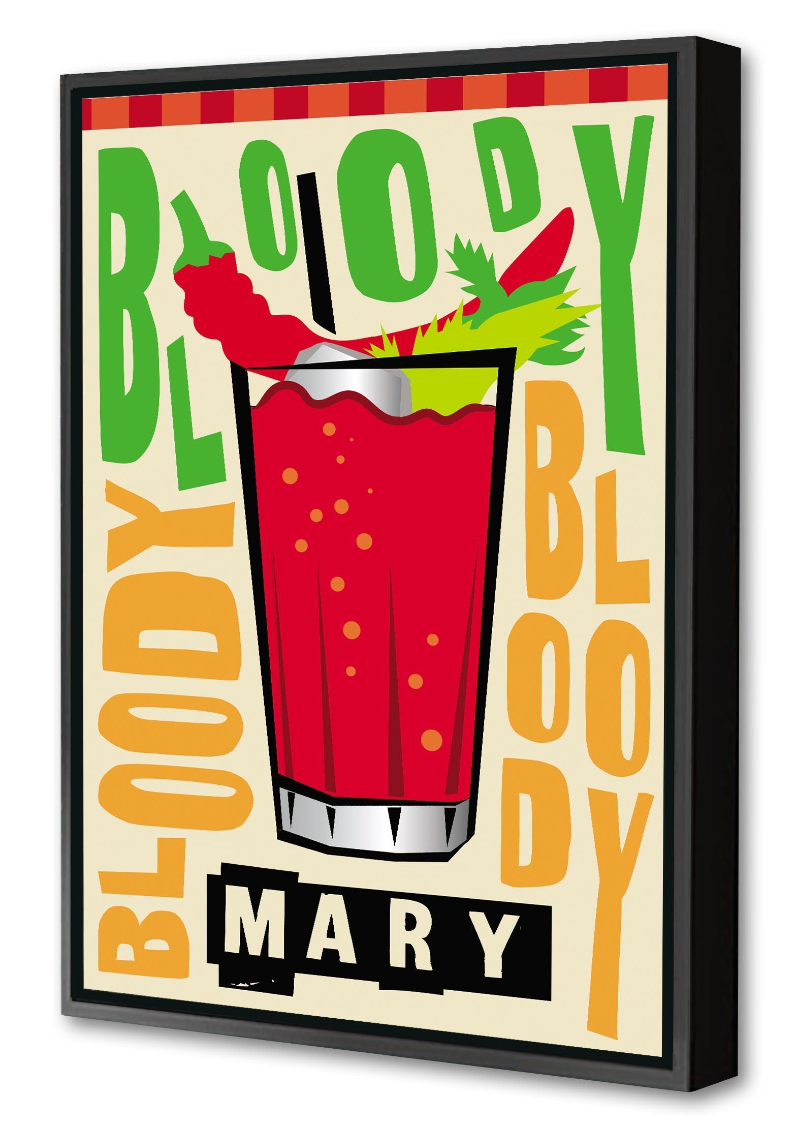 Bloody Mary-cocktails, print-Canvas Print with Box Frame-40 x 60 cm-BLUE SHAKER