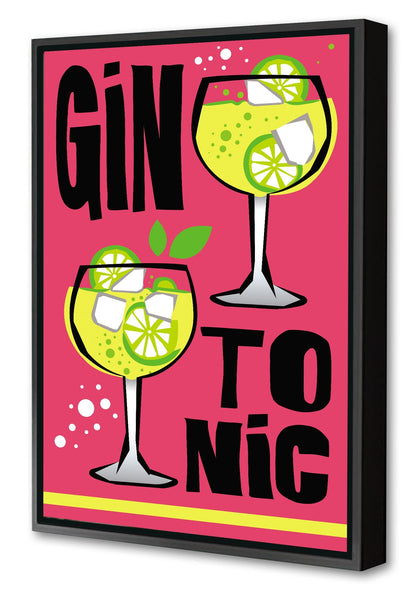 Gin Tonic-cocktails, print-Canvas Print with Box Frame-40 x 60 cm-BLUE SHAKER