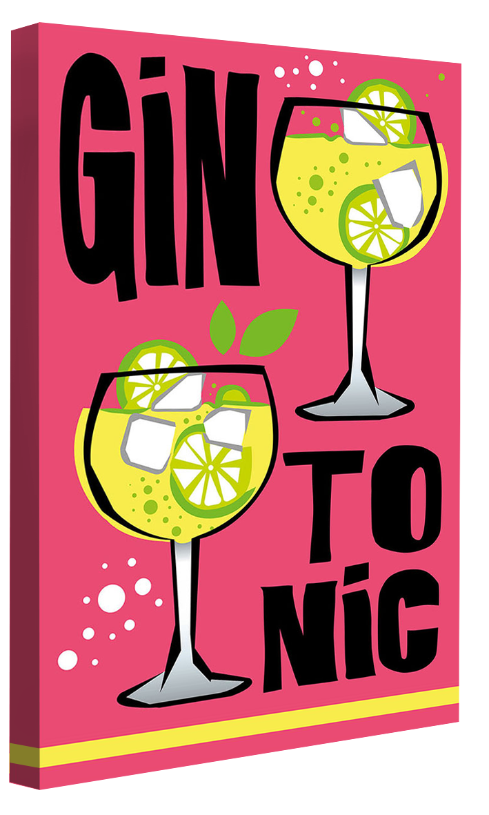 Gin Tonic-cocktails, print-Canvas Print - 20 mm Frame-50 x 75 cm-BLUE SHAKER