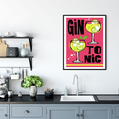 Gin Tonic-cocktails, print-BLUE SHAKER