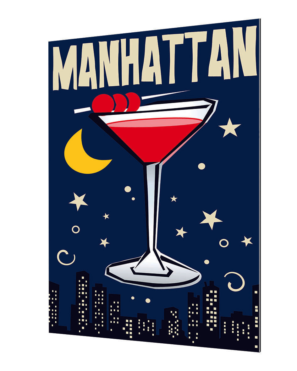Manhattan-cocktails, print-Alu Dibond 3mm-40 x 60 cm-BLUE SHAKER