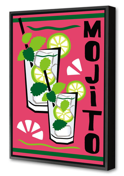 Mojito-cocktails, print-Canvas Print with Box Frame-40 x 60 cm-BLUE SHAKER