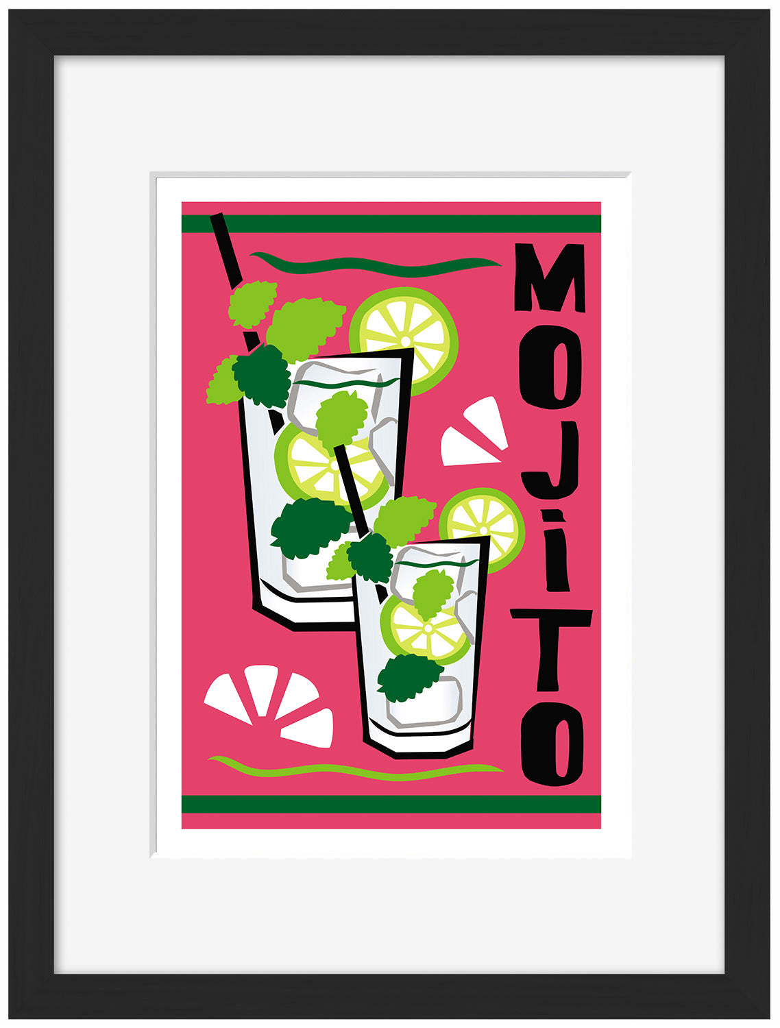 Mojito-cocktails, print-Framed Print-30 x 40 cm-BLUE SHAKER