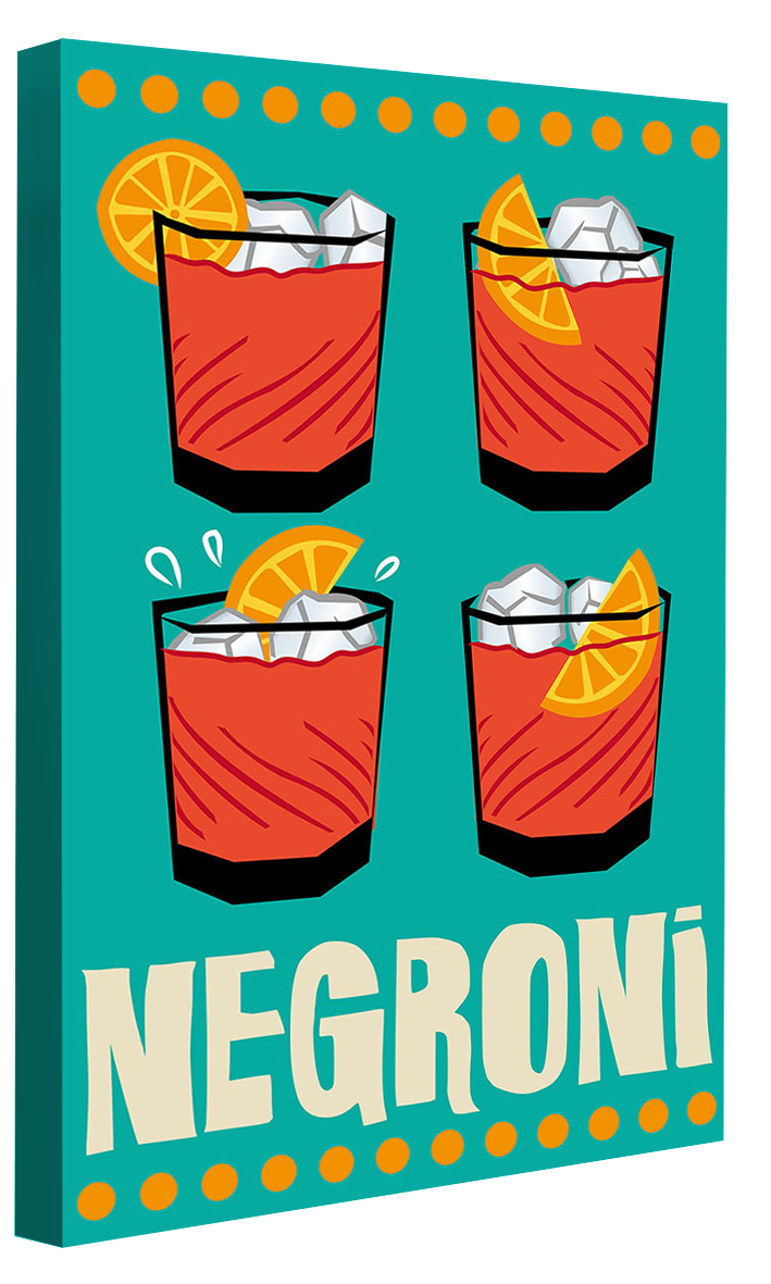 Negroni-cocktails, print-Canvas Print - 20 mm Frame-50 x 75 cm-BLUE SHAKER