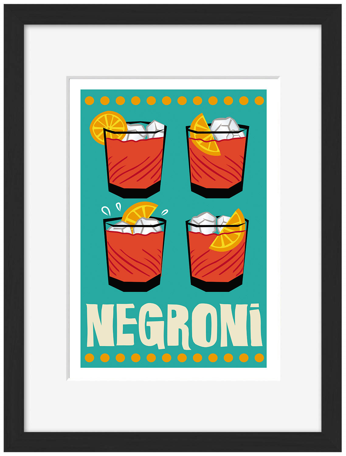 Negroni-cocktails, print-Framed Print-30 x 40 cm-BLUE SHAKER
