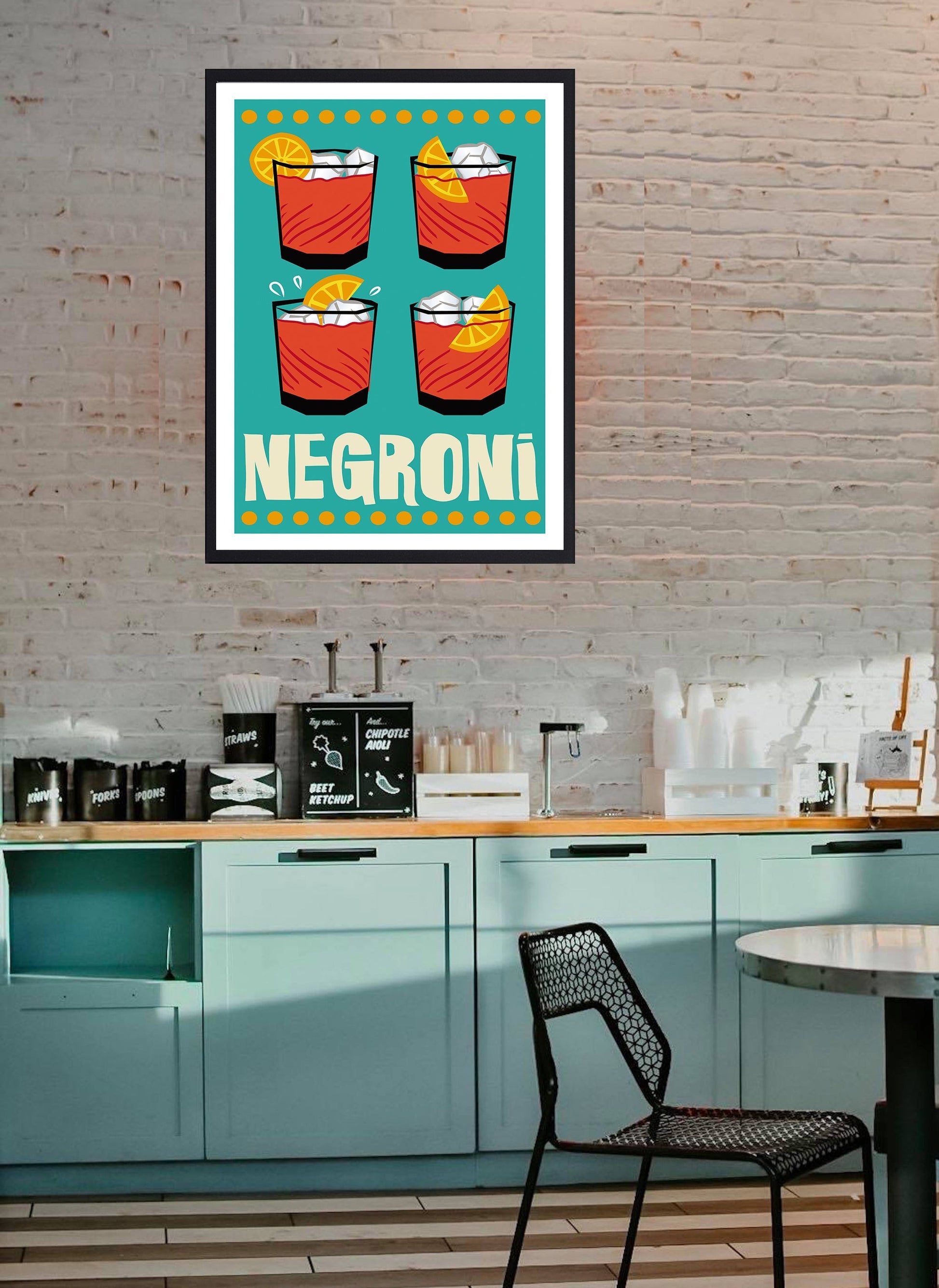 Negroni-cocktails, print-BLUE SHAKER