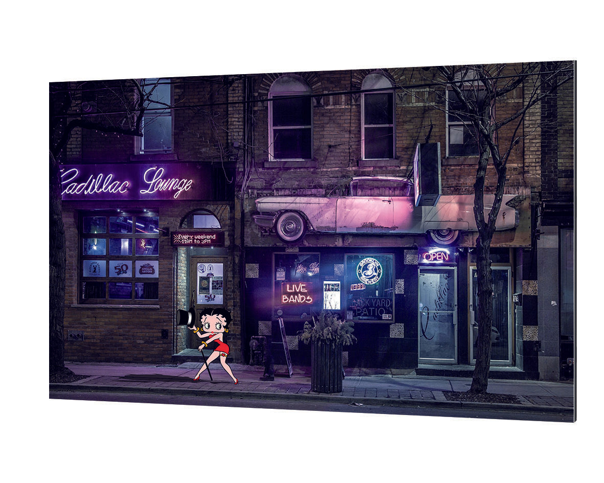 Betty Boop Cabaret-comics-town, print-Alu Dibond 3mm-40 x 60 cm-BLUE SHAKER