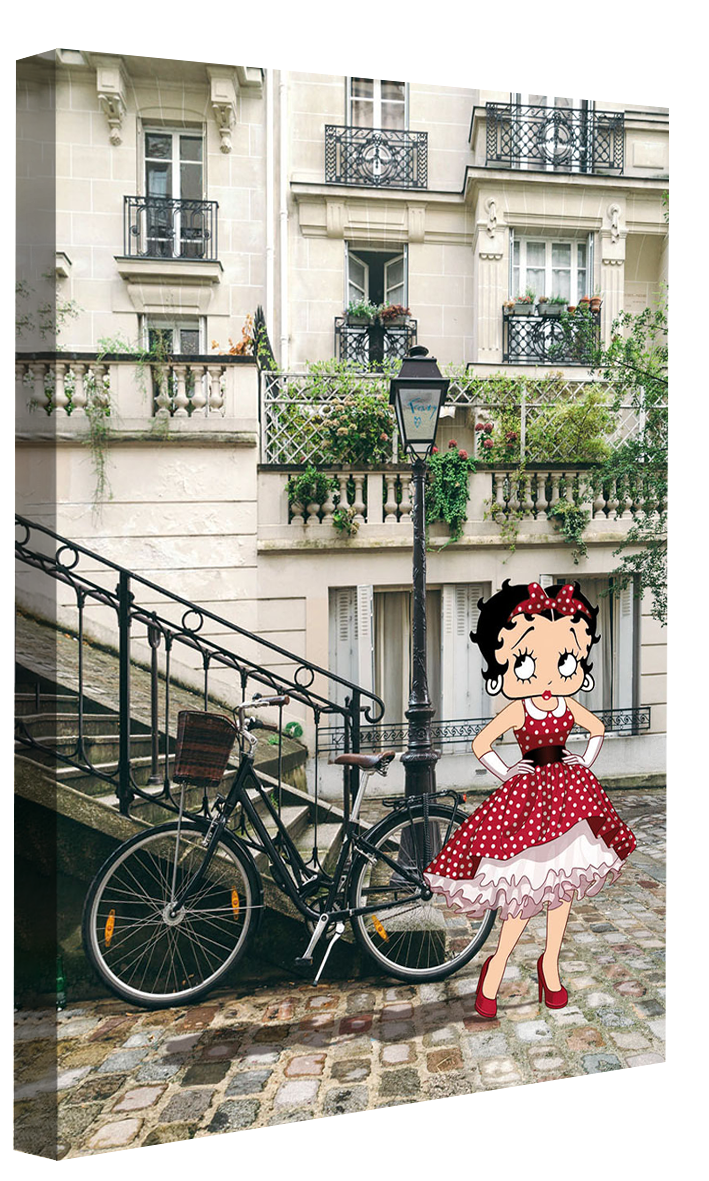 Betty Boop à Paris-comics-town, print-Canvas Print - 20 mm Frame-50 x 75 cm-BLUE SHAKER