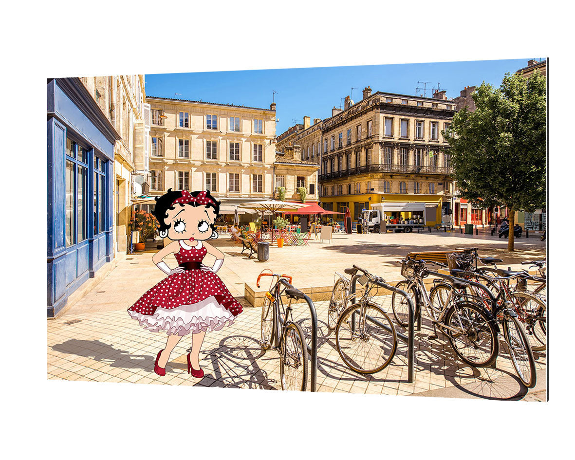 Betty boop à Bordeaux-comics-town, print-Alu Dibond 3mm-40 x 60 cm-BLUE SHAKER