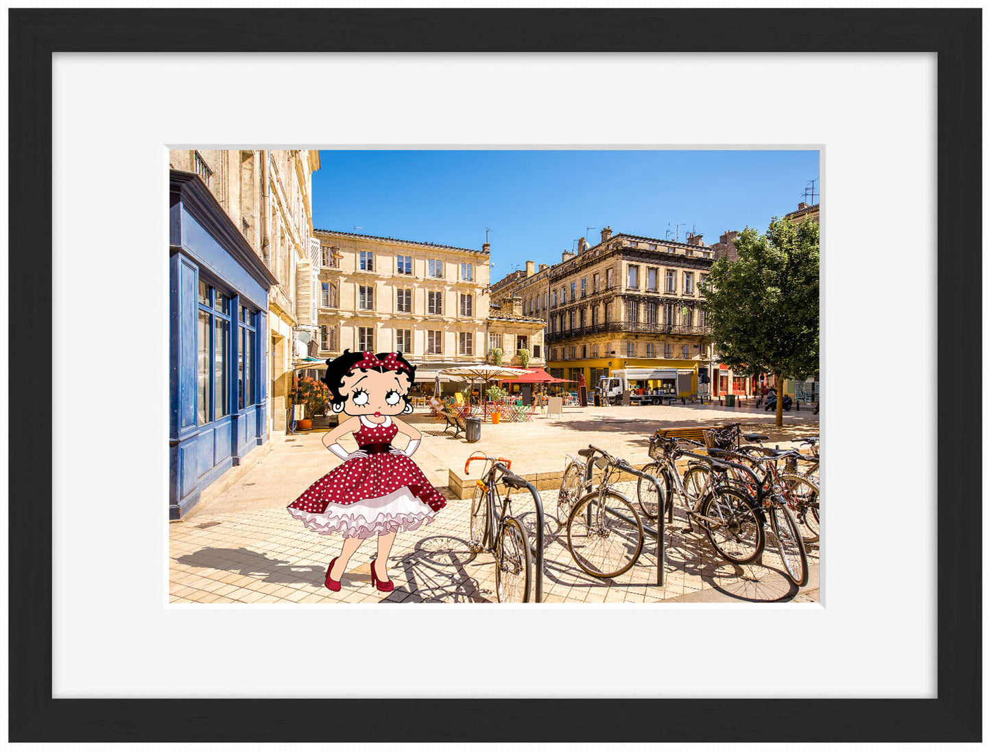 Betty boop à Bordeaux-comics-town, print-Framed Print-30 x 40 cm-BLUE SHAKER