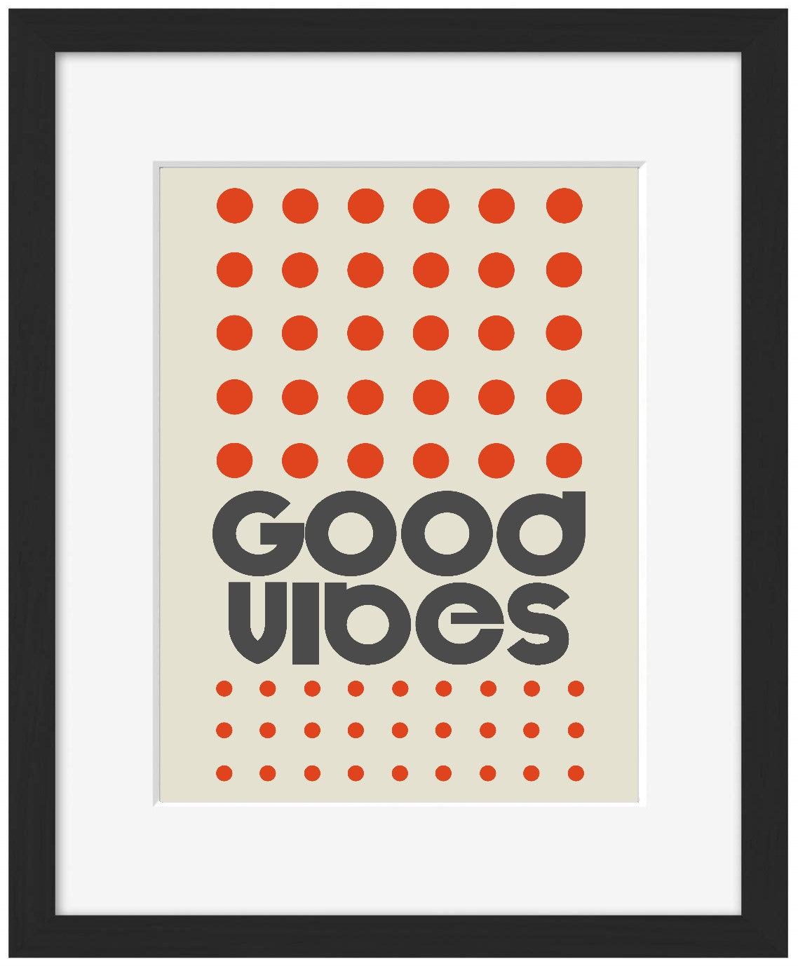 Good Vibes Dots-frances-collett, print-Framed Print-30 x 40 cm-BLUE SHAKER