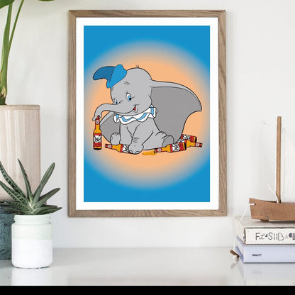 Dumbo DuffBeer-cartoons, print-BLUE SHAKER