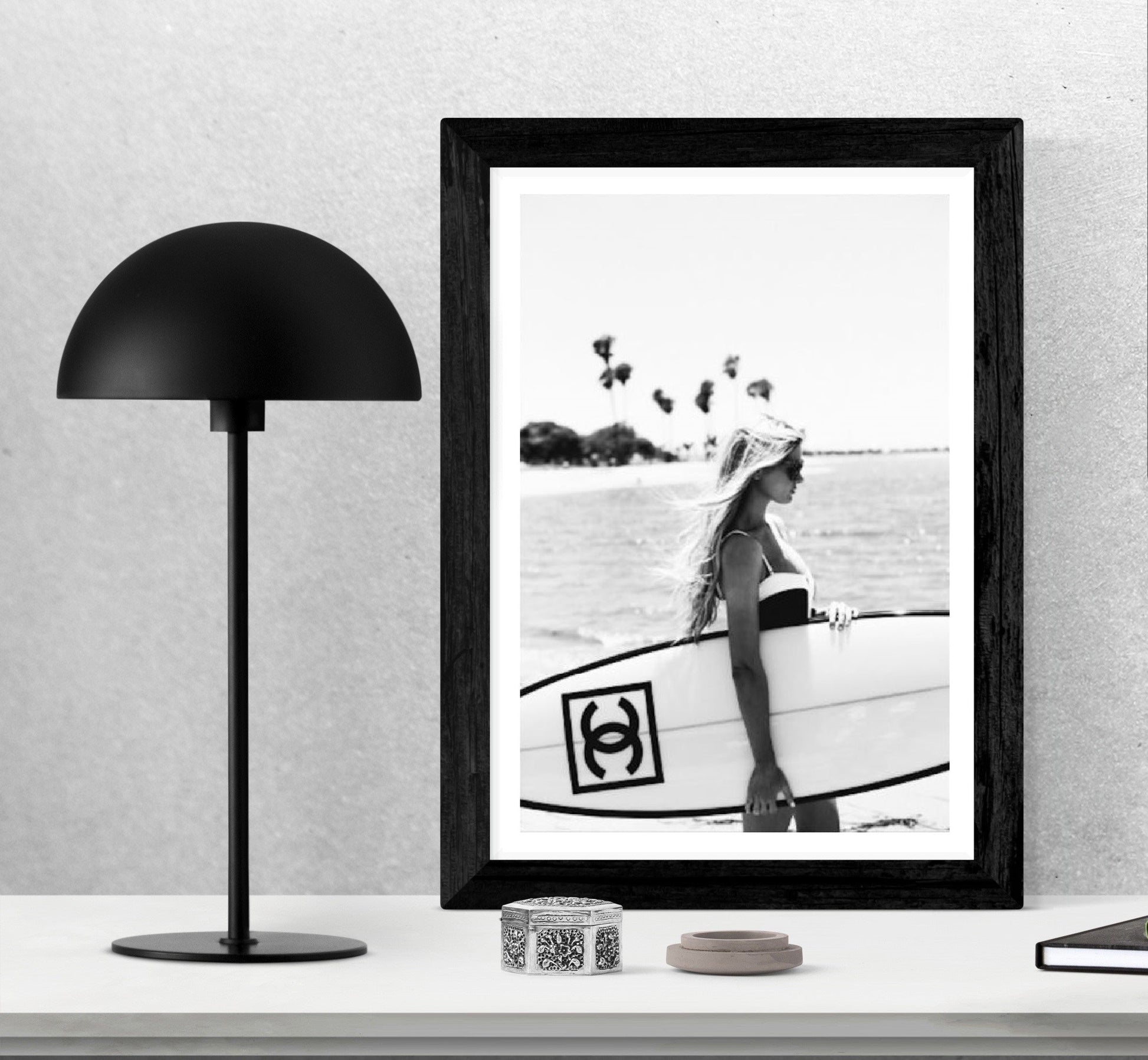 Surf Board-bw-portrait, print-BLUE SHAKER