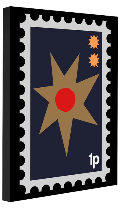 Folk Stamp Star-frances-collett, print-Canvas Print - 20 mm Frame-50 x 75 cm-BLUE SHAKER