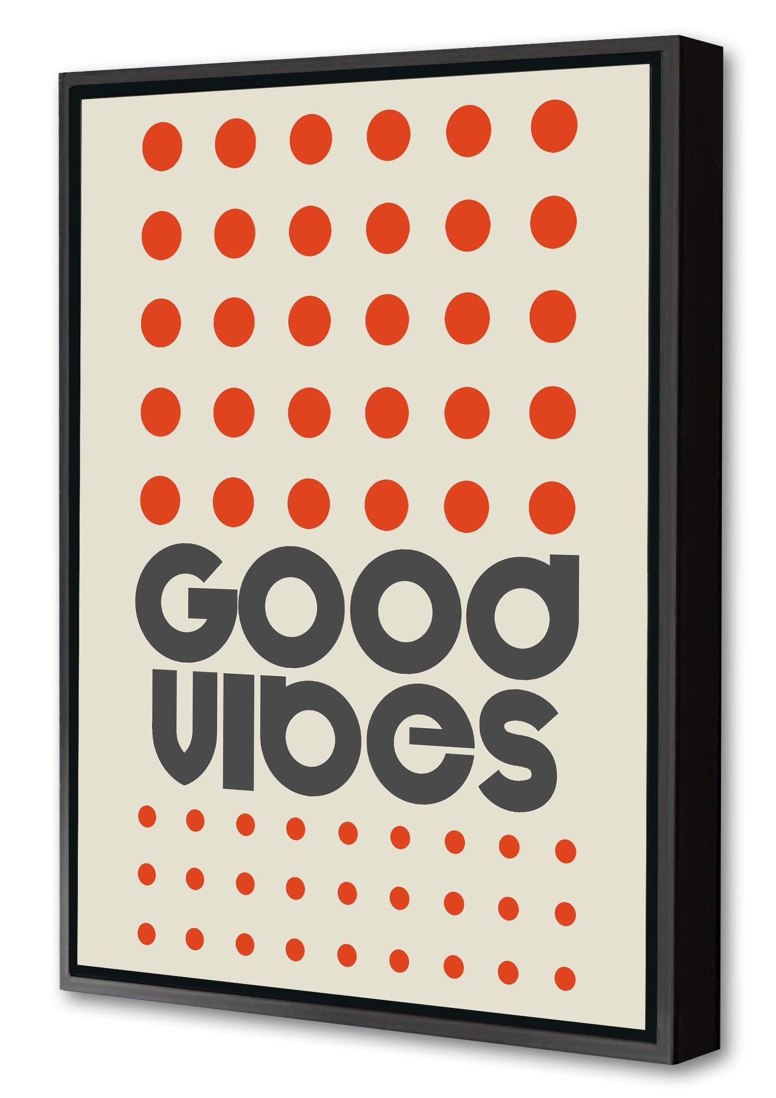 Good Vibes Dots-frances-collett, print-Canvas Print with Box Frame-40 x 60 cm-BLUE SHAKER
