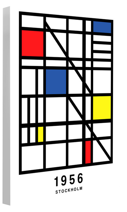 Map Grid-frances-collett, print-Canvas Print - 20 mm Frame-50 x 75 cm-BLUE SHAKER