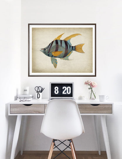 Fish 1-fish, print-BLUE SHAKER