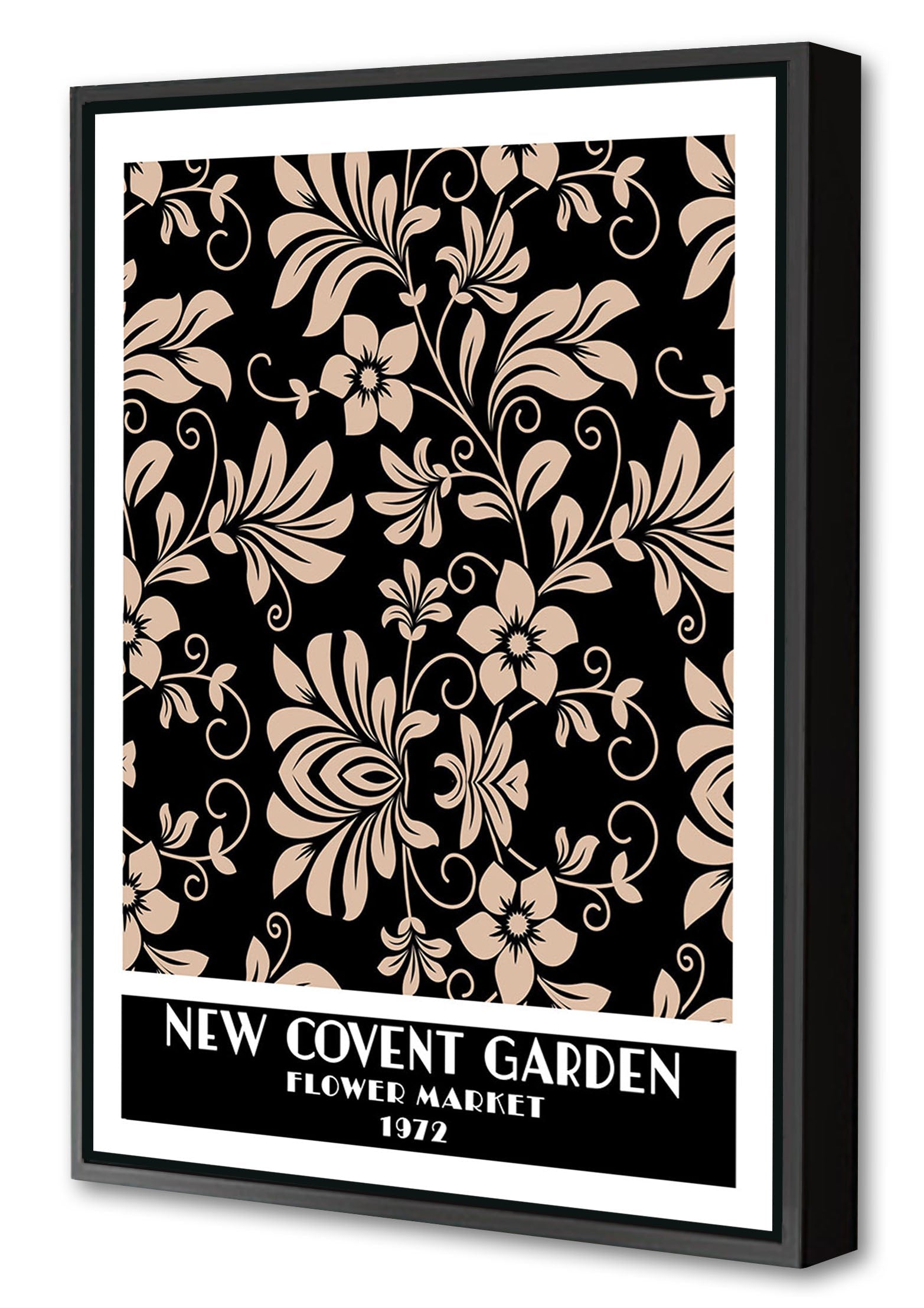 New Covent Garden Black-expositions, print-Canvas Print with Box Frame-40 x 60 cm-BLUE SHAKER