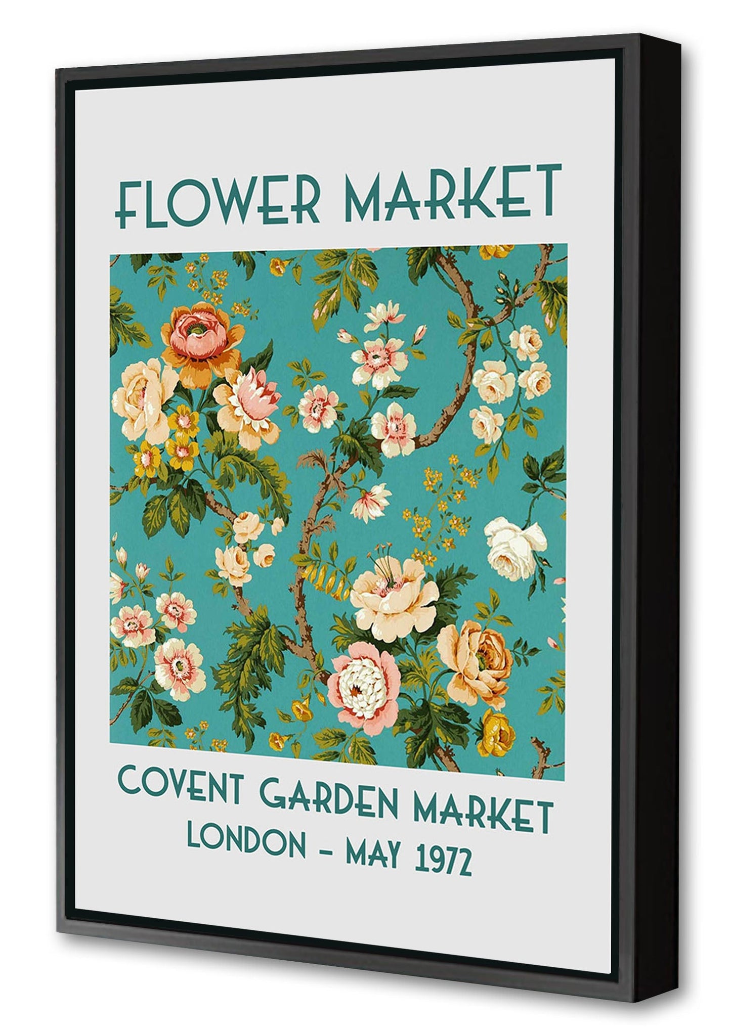 Covent Garden 1972-expositions, print-Canvas Print with Box Frame-40 x 60 cm-BLUE SHAKER