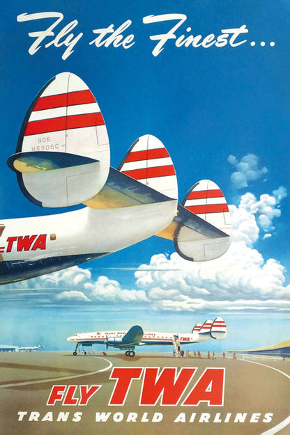 Fly TWA-airlines, print-Print-30 x 40 cm-BLUE SHAKER