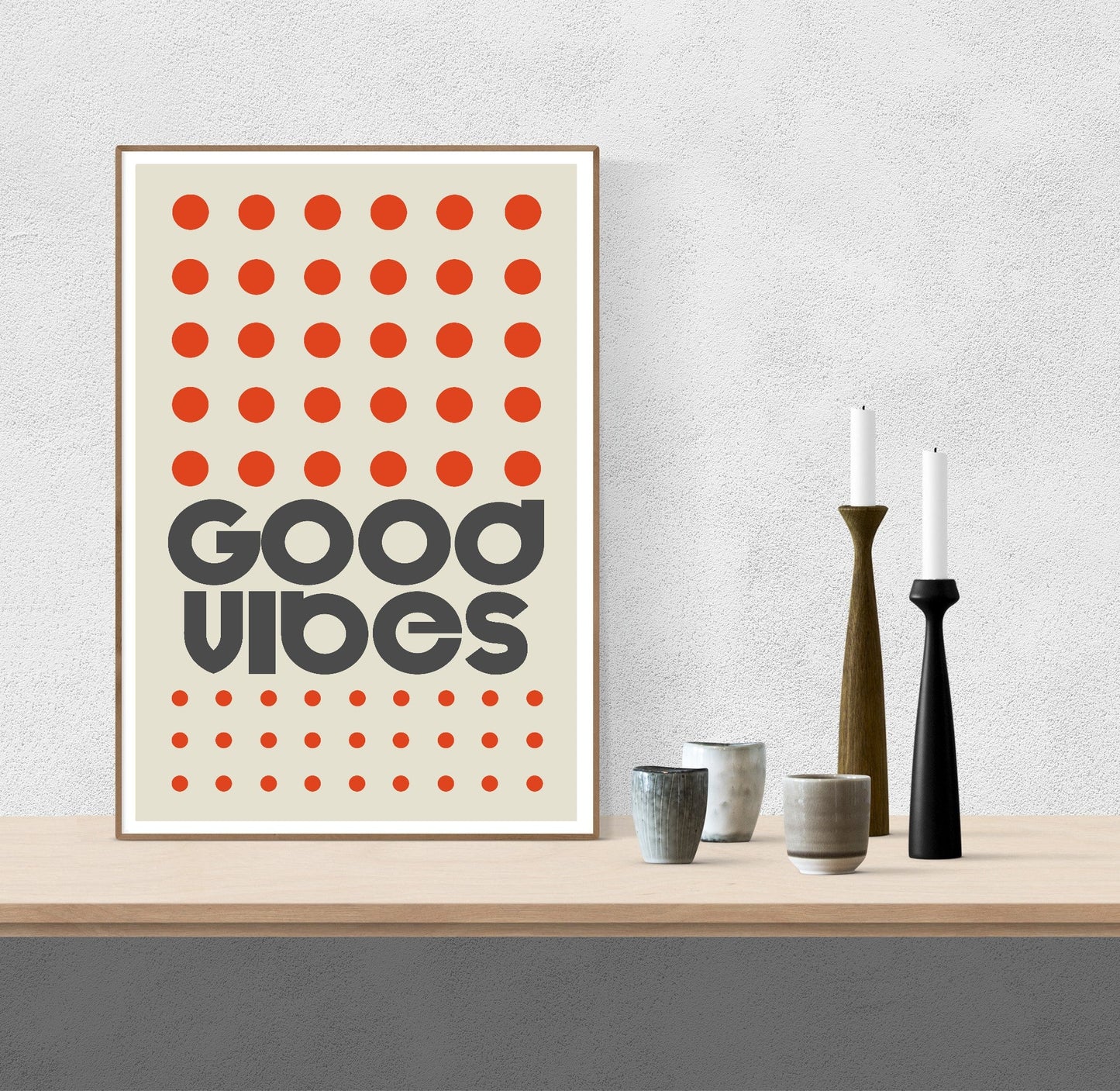Good Vibes Dots-frances-collett, print-BLUE SHAKER