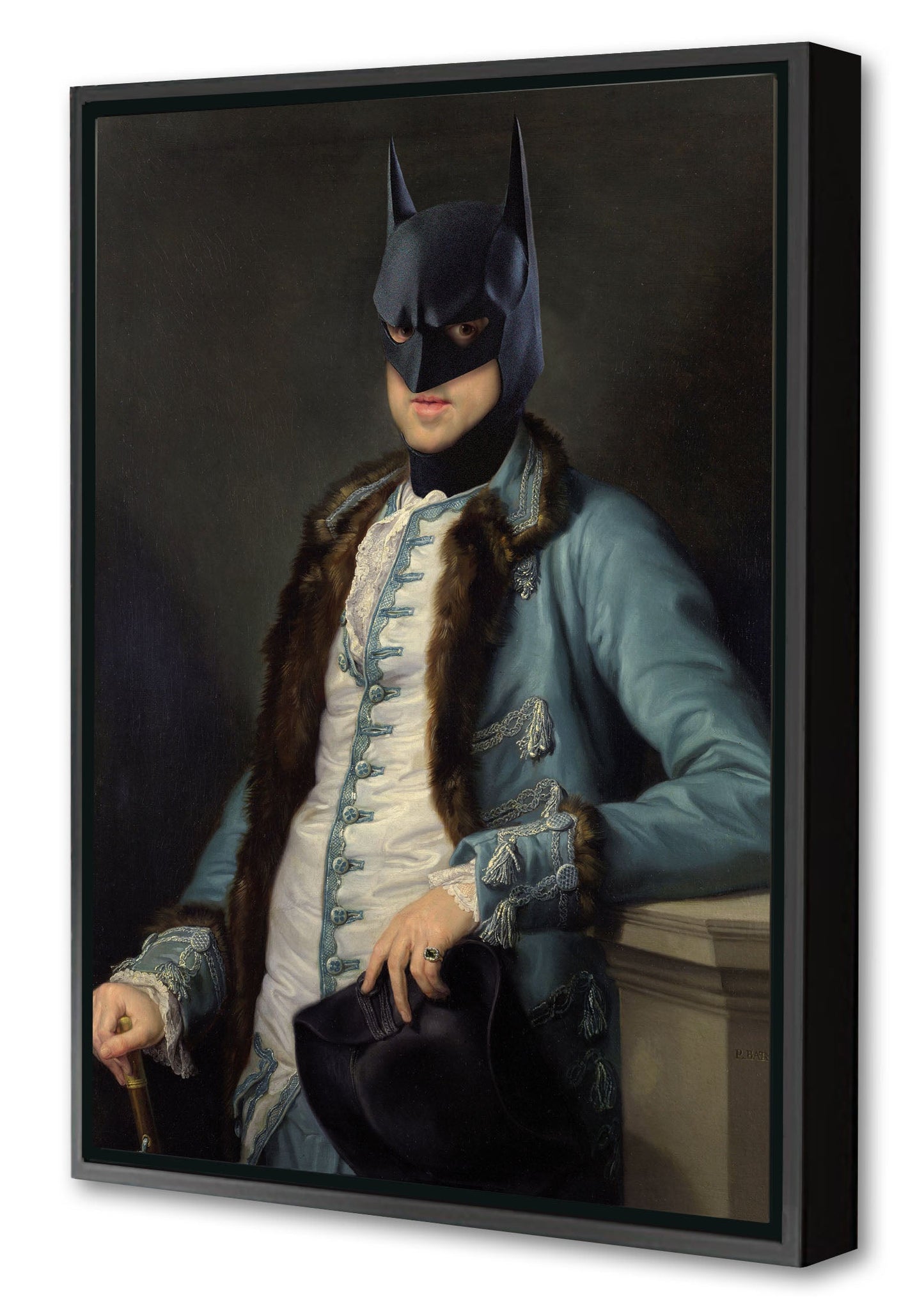Batman-historical, print-Canvas Print with Box Frame-40 x 60 cm-BLUE SHAKER