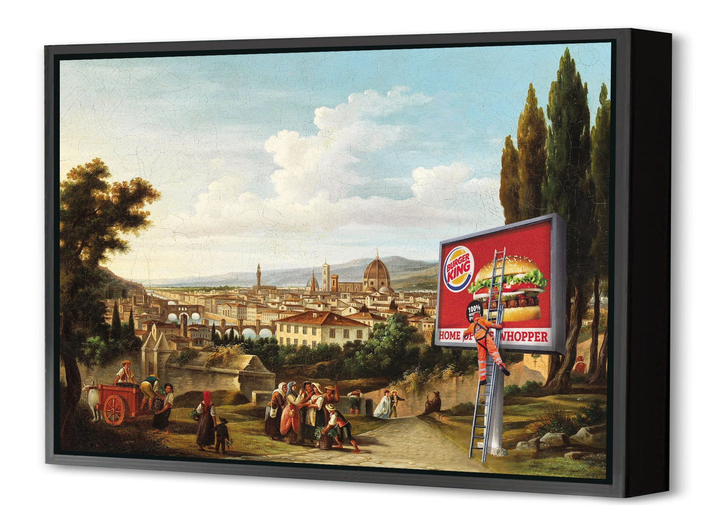 Burger King Advert-historical, print-Canvas Print with Box Frame-40 x 60 cm-BLUE SHAKER