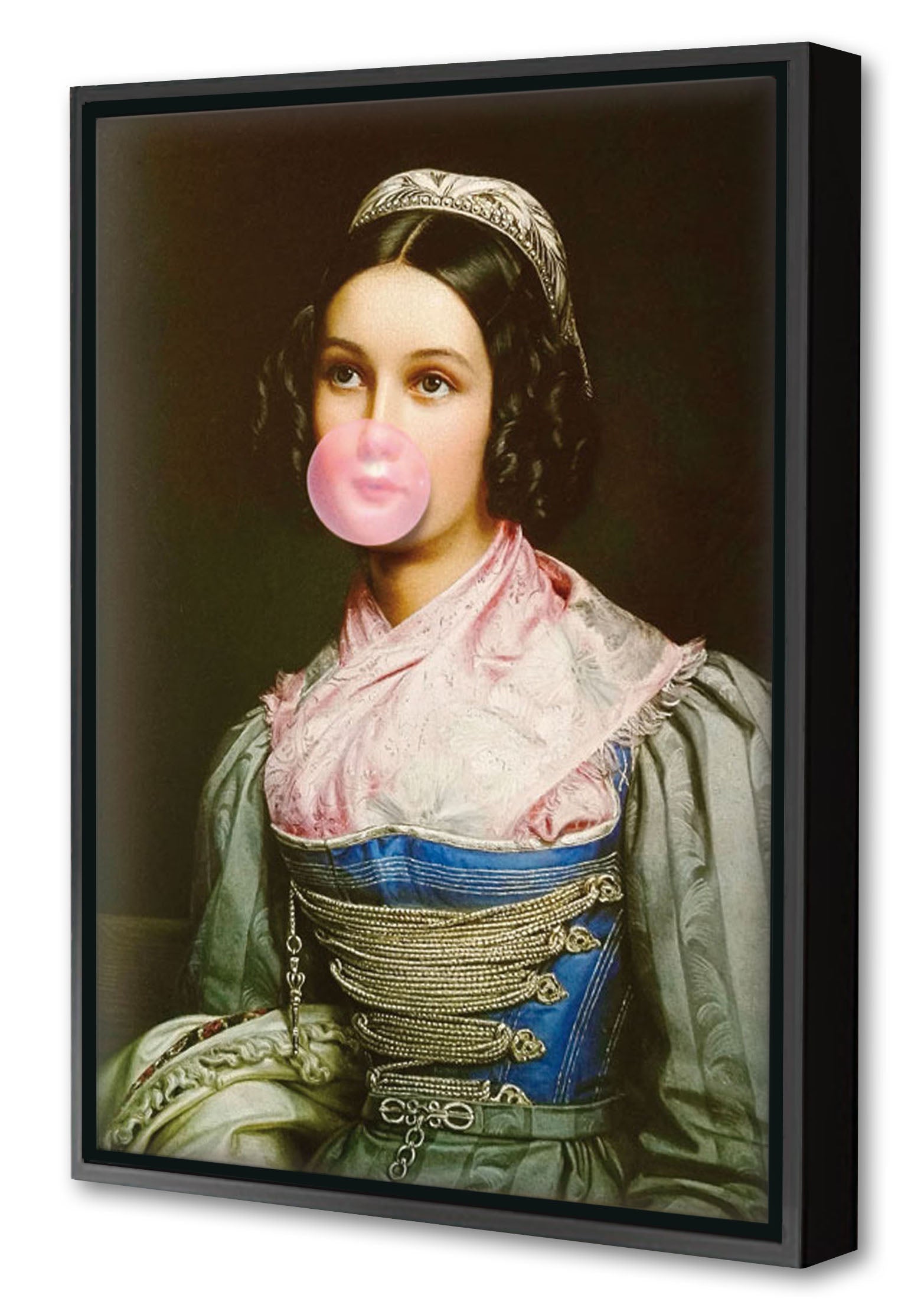 Chewing Gum #1-historical, print-Canvas Print with Box Frame-40 x 60 cm-BLUE SHAKER