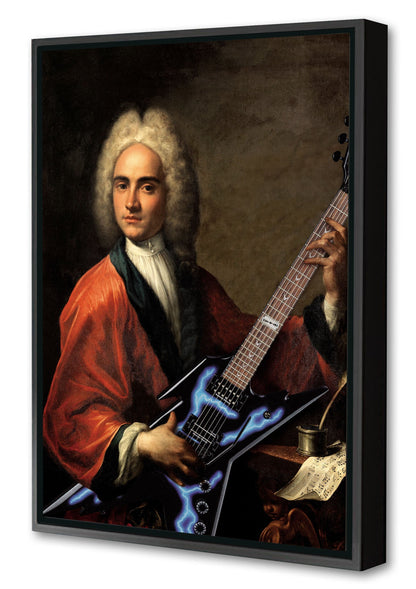 Guitare 5-historical, print-Canvas Print with Box Frame-40 x 60 cm-BLUE SHAKER