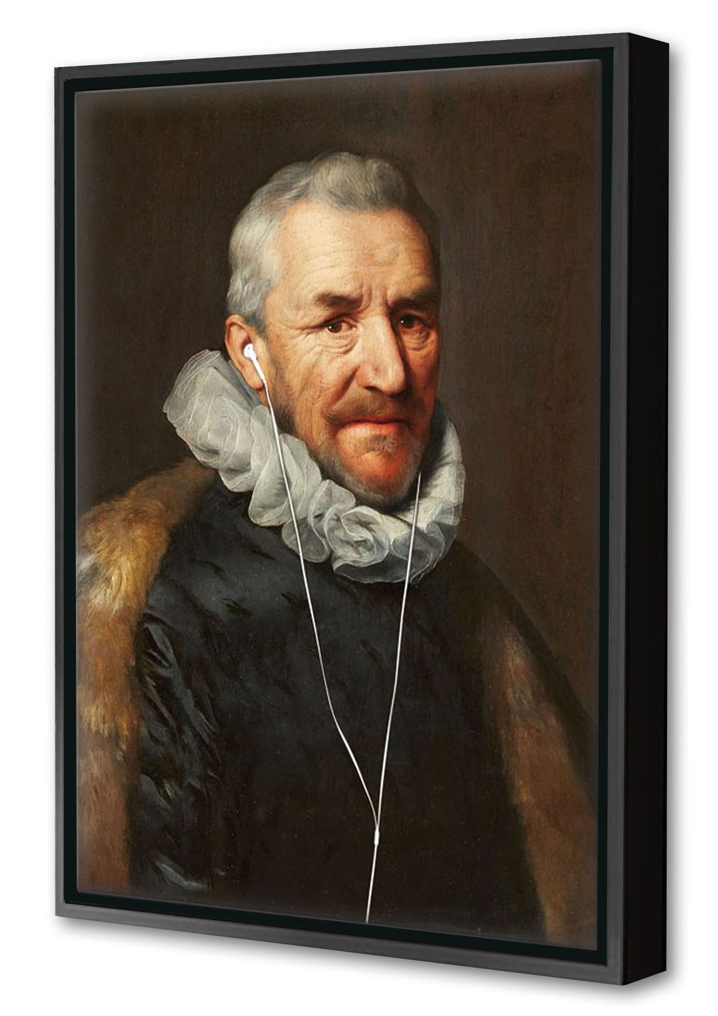 Headphones #2-historical, print-Canvas Print with Box Frame-40 x 60 cm-BLUE SHAKER