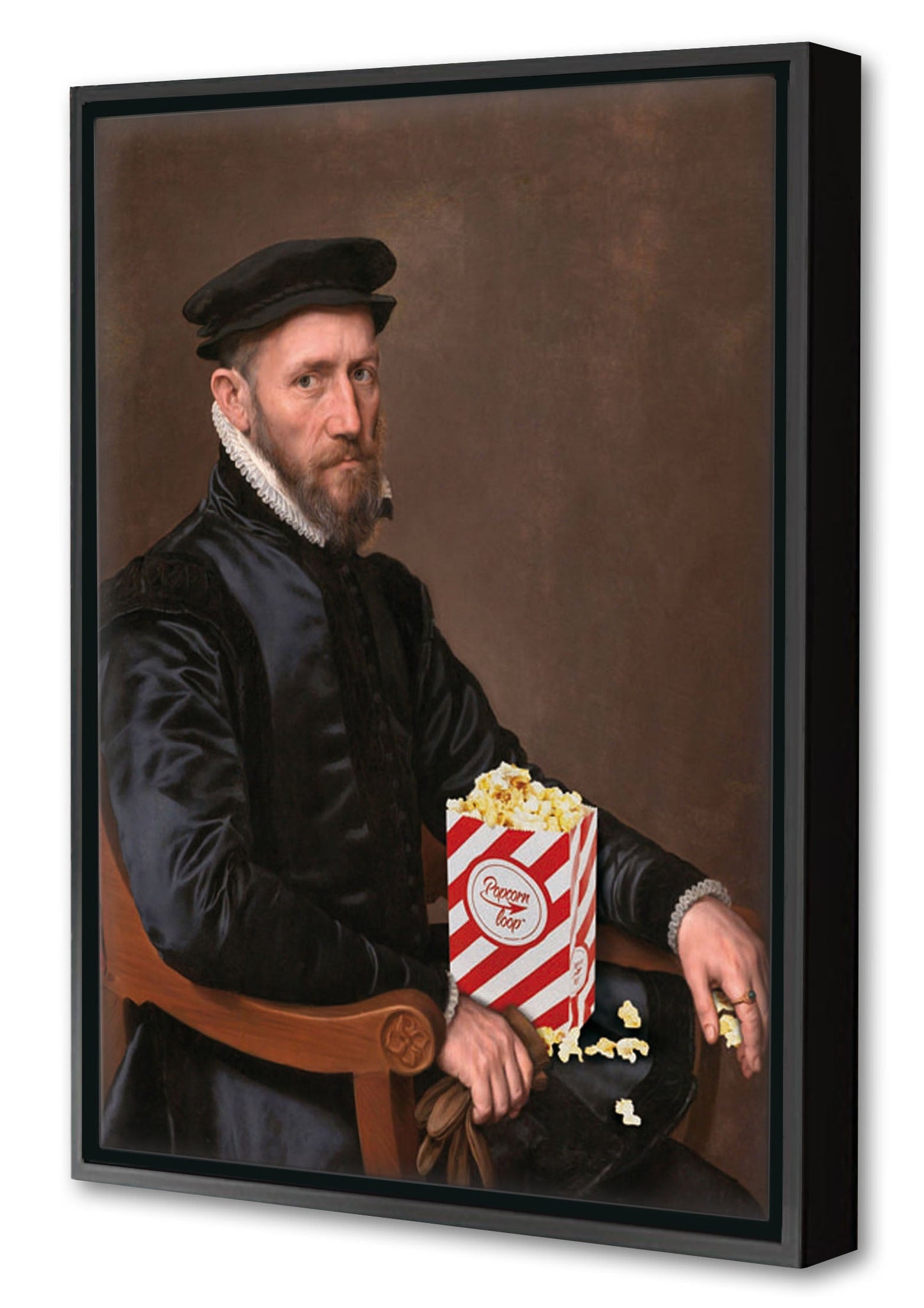 Pop Corn-historical, print-Canvas Print with Box Frame-40 x 60 cm-BLUE SHAKER
