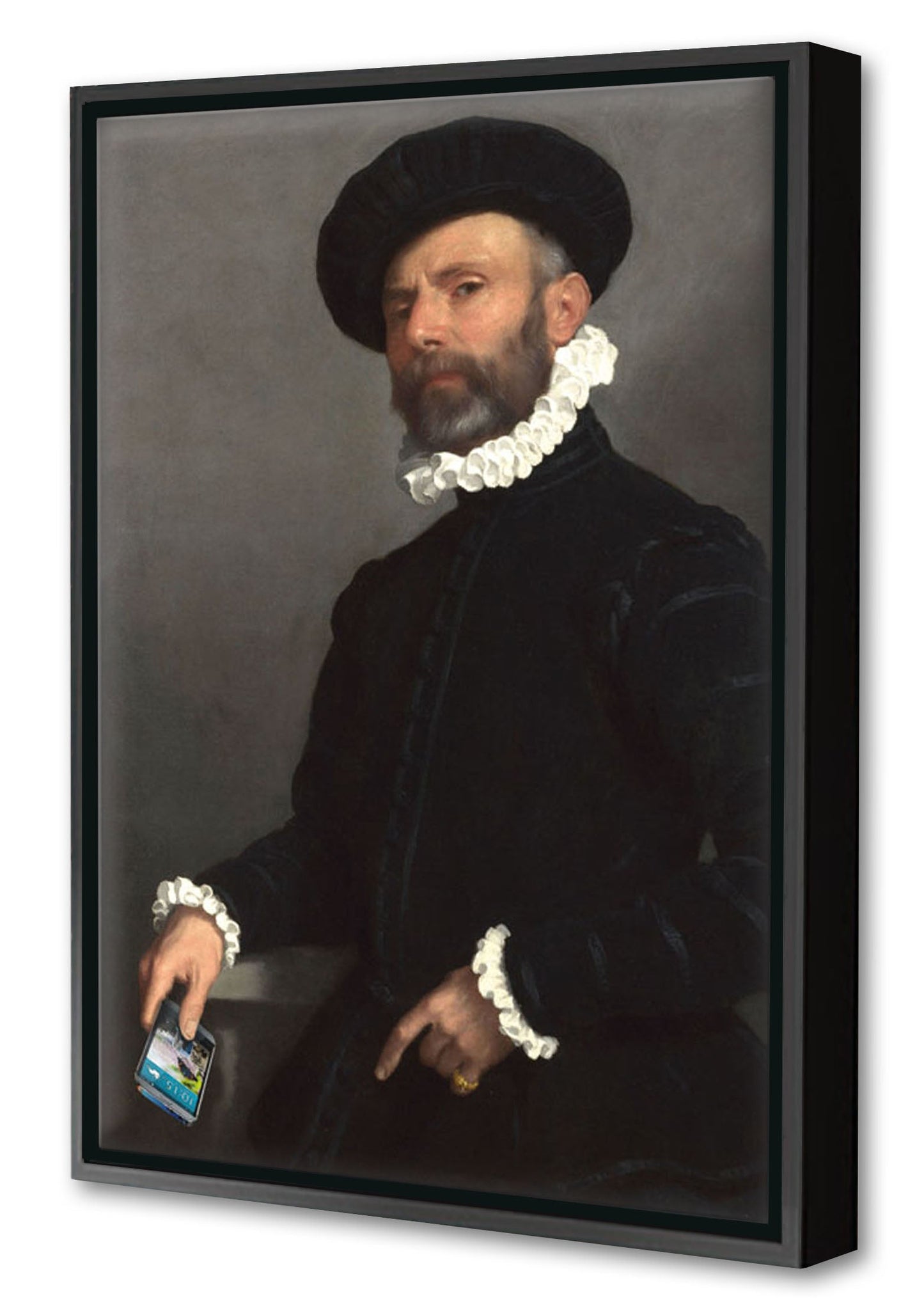 Smartphone #1-historical, print-Canvas Print with Box Frame-40 x 60 cm-BLUE SHAKER