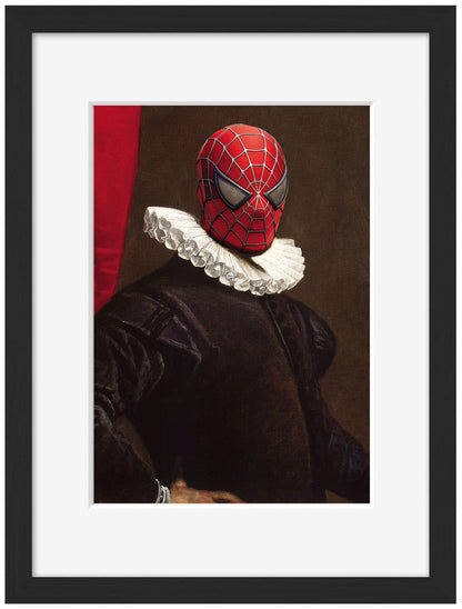 Spiderman-historical, print-Framed Print-30 x 40 cm-BLUE SHAKER