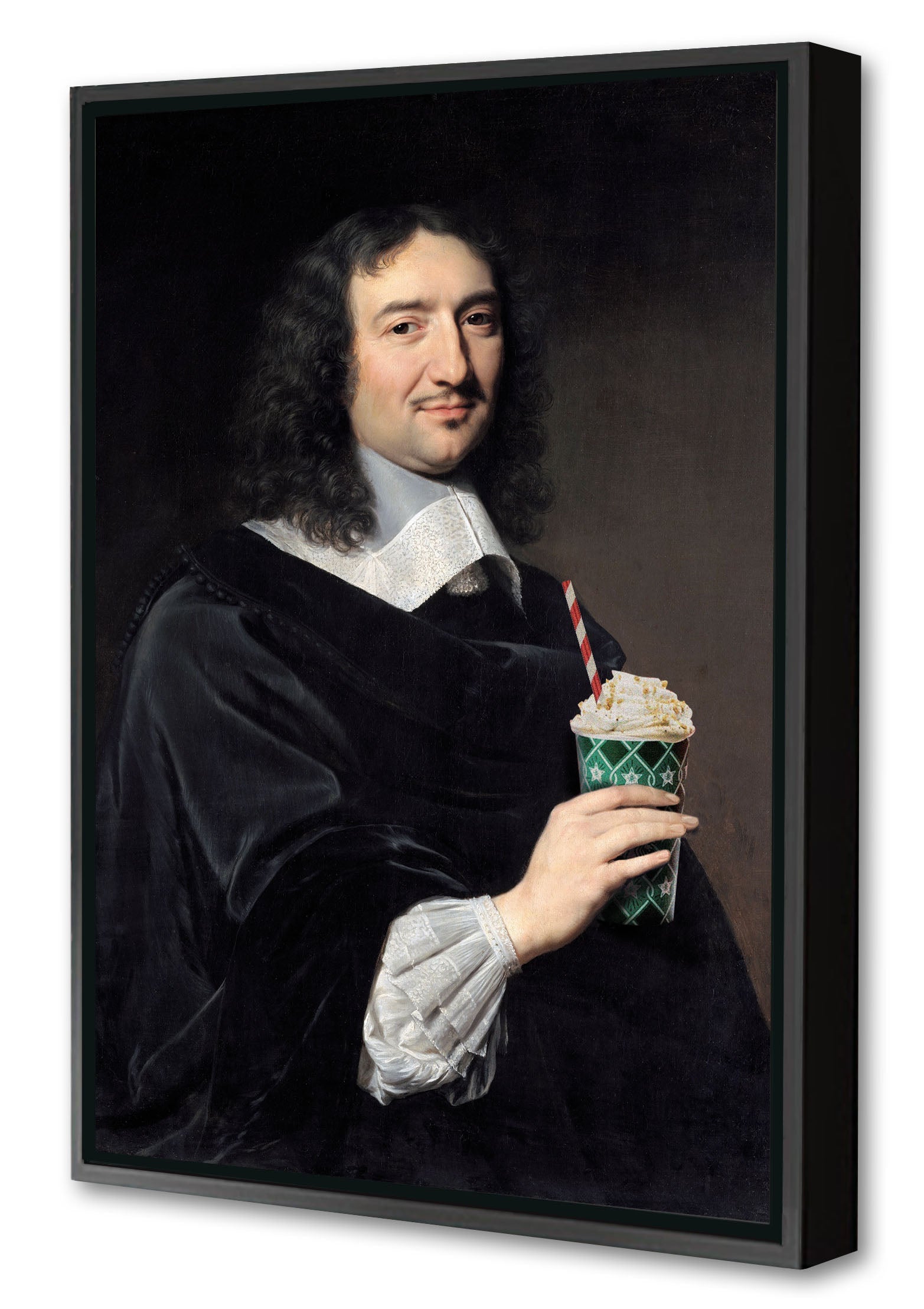 Starbucks-historical, print-Canvas Print with Box Frame-40 x 60 cm-BLUE SHAKER