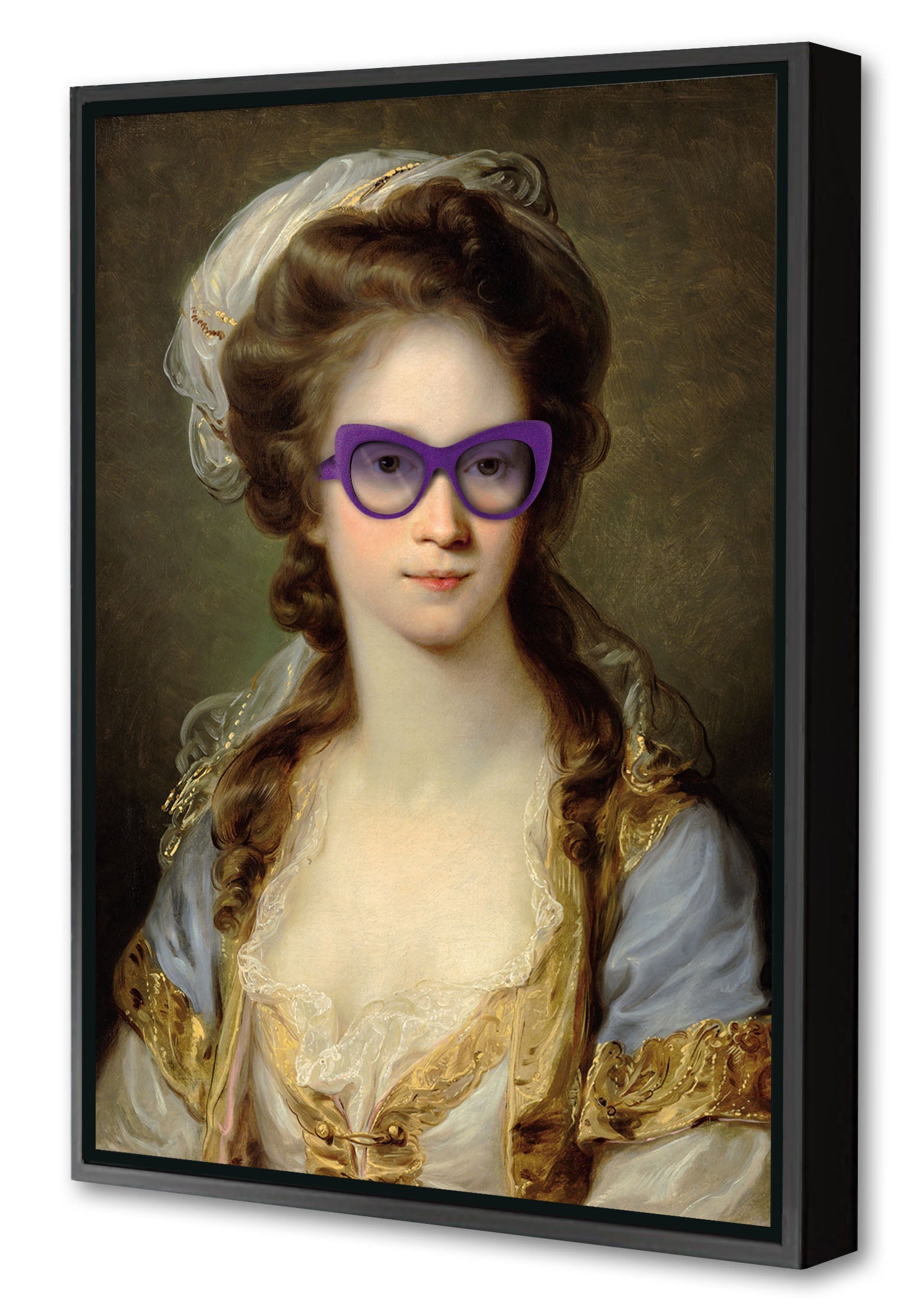 Sunglasses # 3-historical, print-Canvas Print with Box Frame-40 x 60 cm-BLUE SHAKER