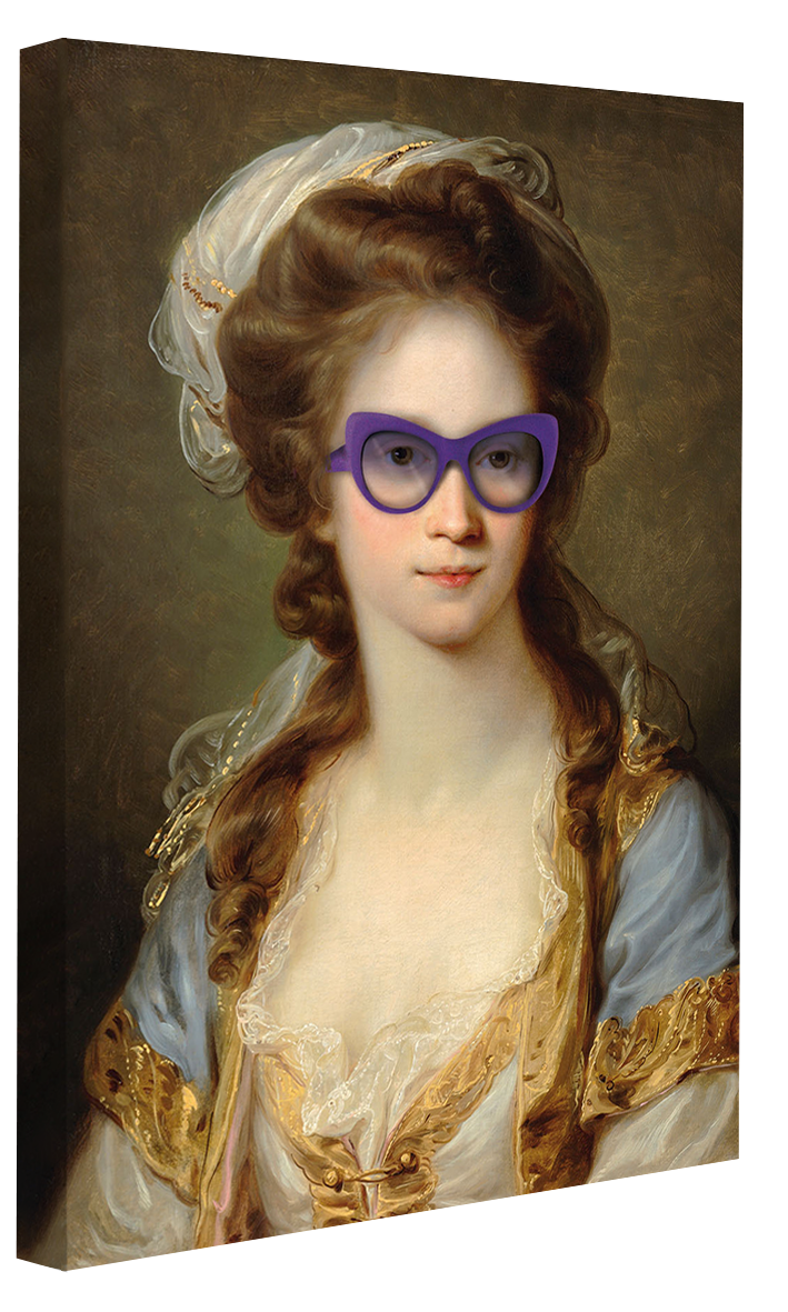 Sunglasses # 3-historical, print-Canvas Print - 20 mm Frame-50 x 75 cm-BLUE SHAKER