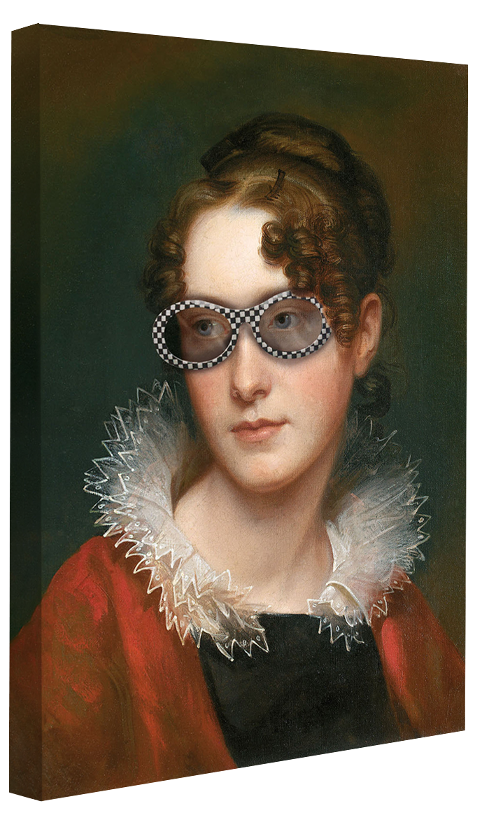 Sunglasses # 4-historical, print-Canvas Print - 20 mm Frame-50 x 75 cm-BLUE SHAKER