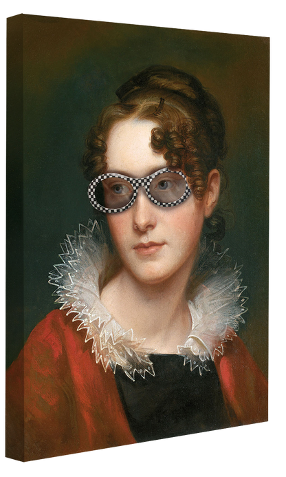 Sunglasses # 4-historical, print-Canvas Print - 20 mm Frame-50 x 75 cm-BLUE SHAKER