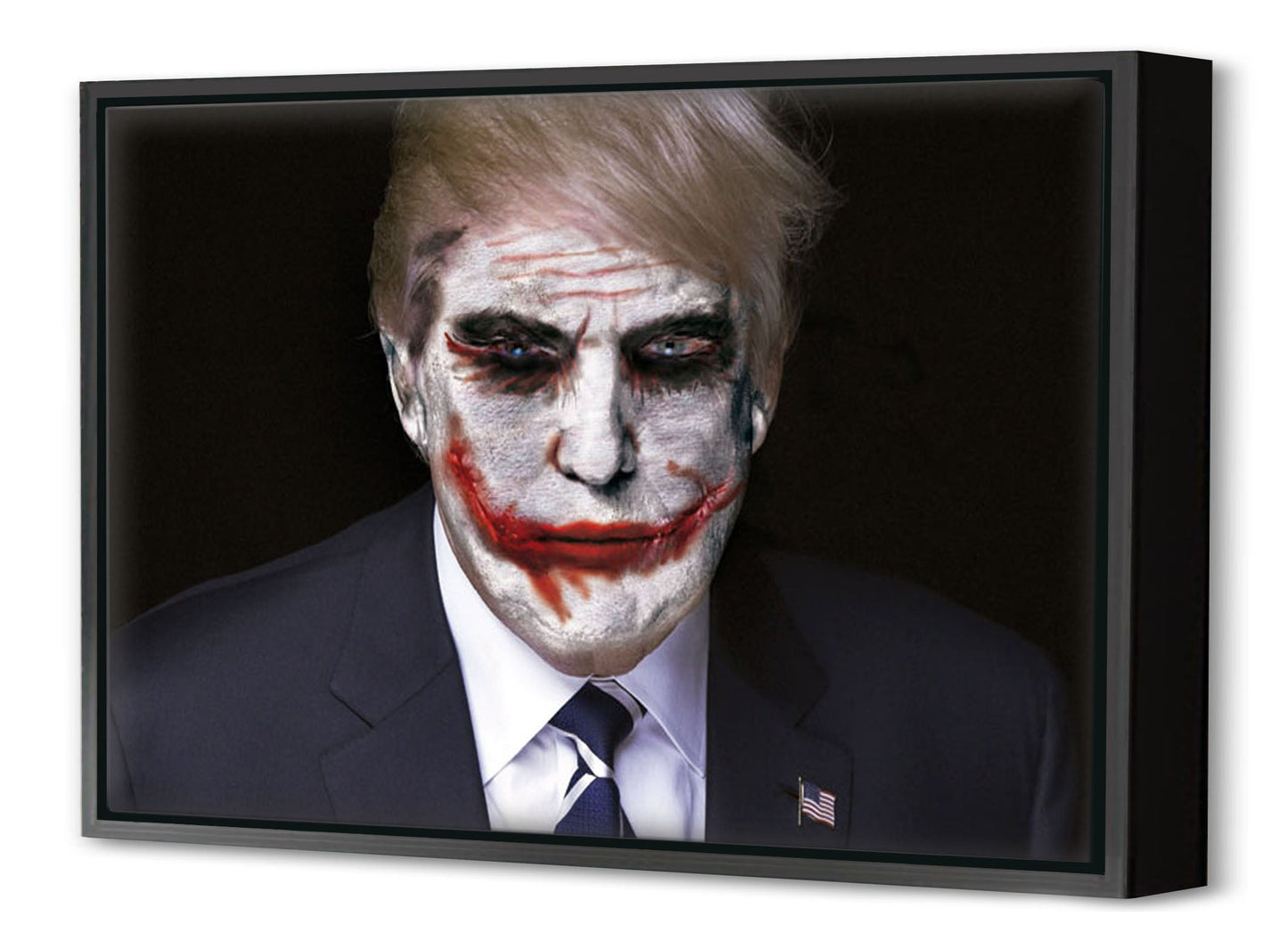 Trump joker-historical, print-Canvas Print with Box Frame-40 x 60 cm-BLUE SHAKER