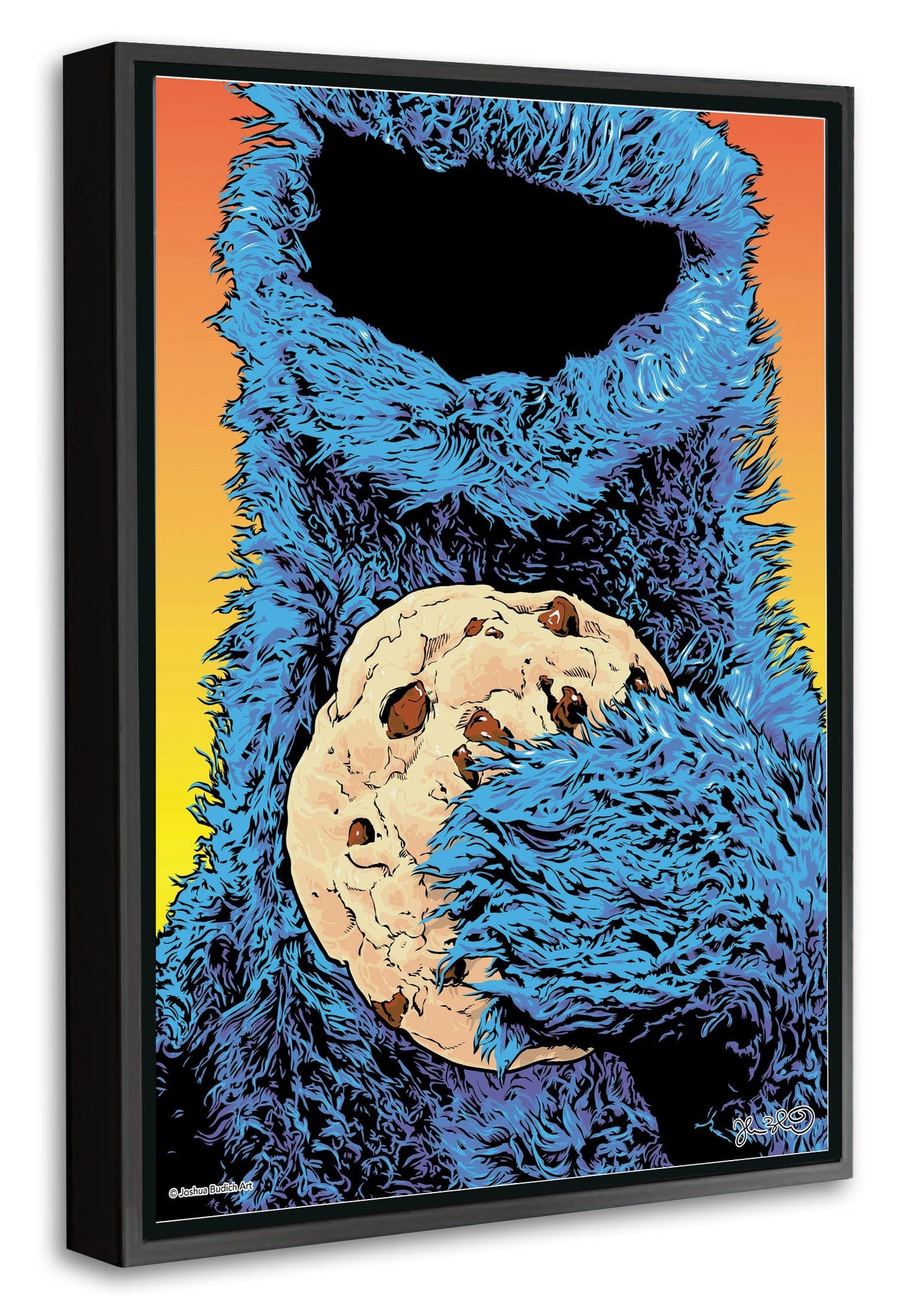 Cookie Monster-joshua-budich, print-Canvas Print with Box Frame-40 x 60 cm-BLUE SHAKER