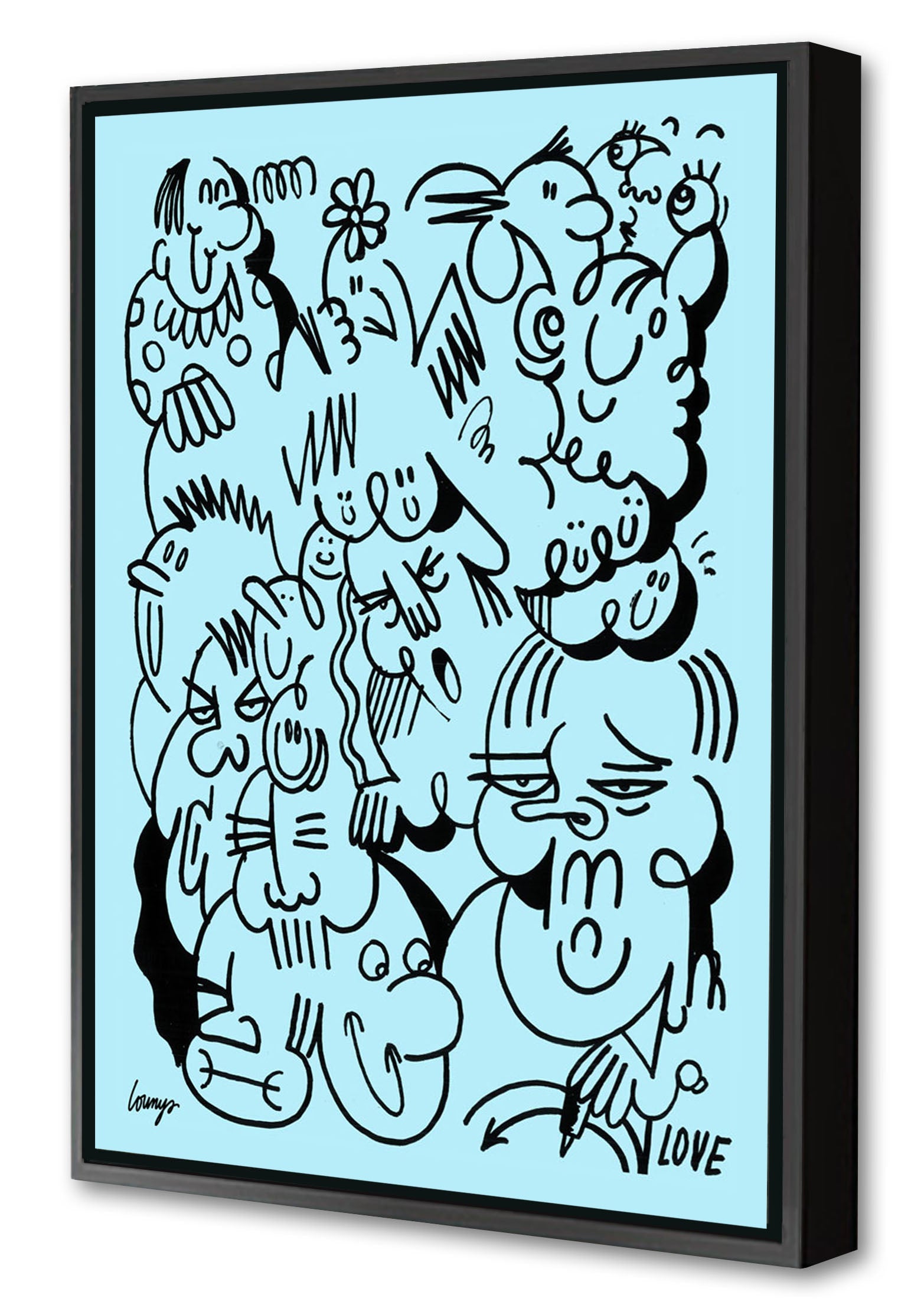 Blush 3-lounys, print-Canvas Print with Box Frame-40 x 60 cm-BLUE SHAKER
