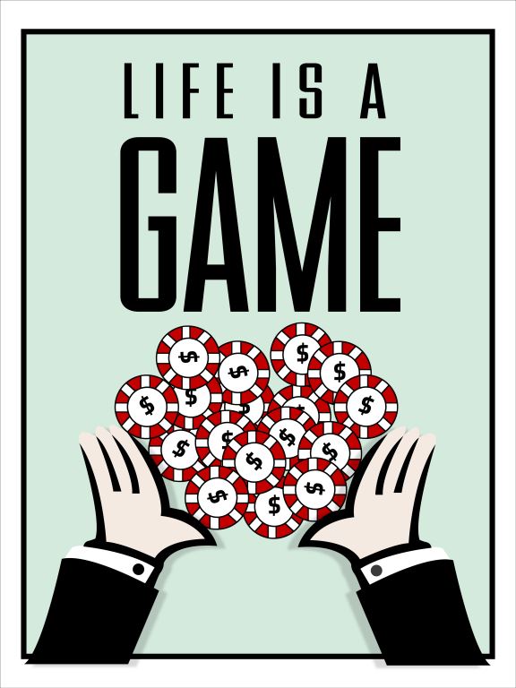 Life is a game-monopoly, print-Print-30 x 40 cm-BLUE SHAKER
