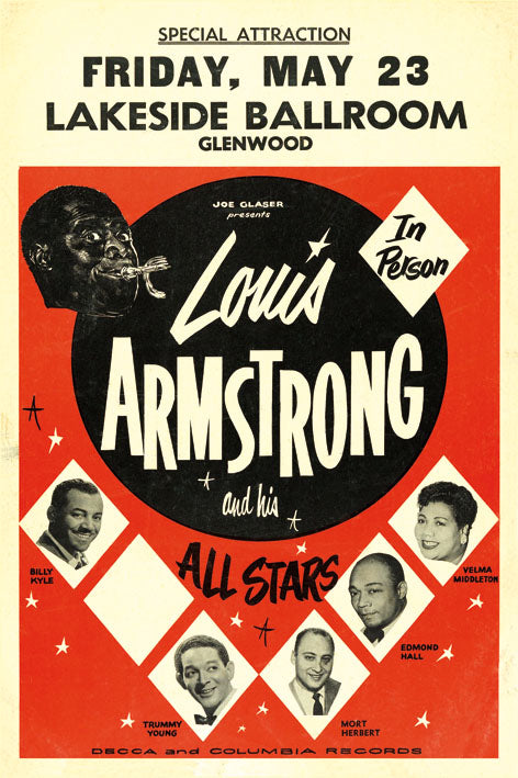 Louis Armstrong-concerts, print-Print-30 x 40 cm-BLUE SHAKER