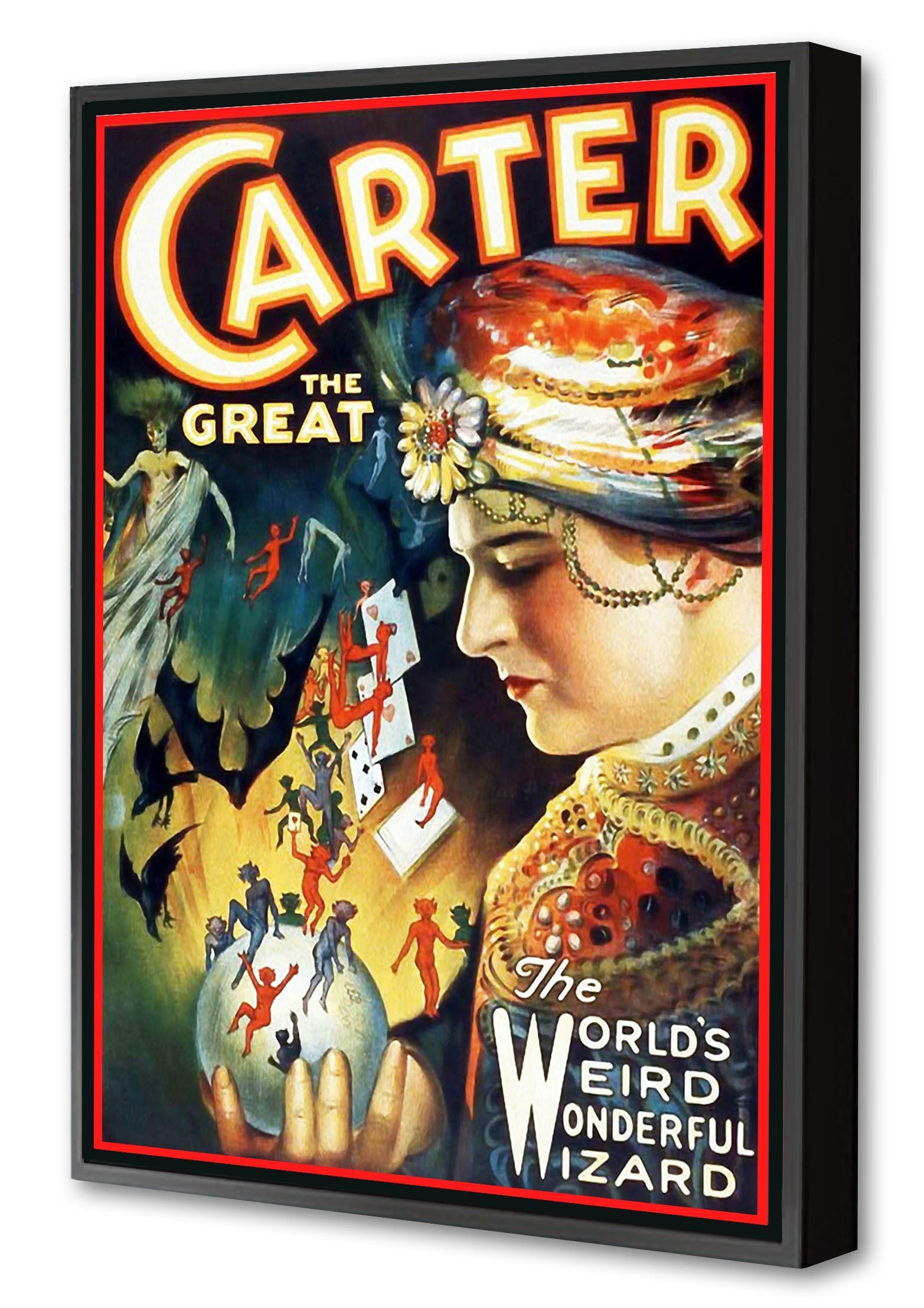 Carter - Wonderful Wizard-magic, print-Canvas Print with Box Frame-40 x 60 cm-BLUE SHAKER