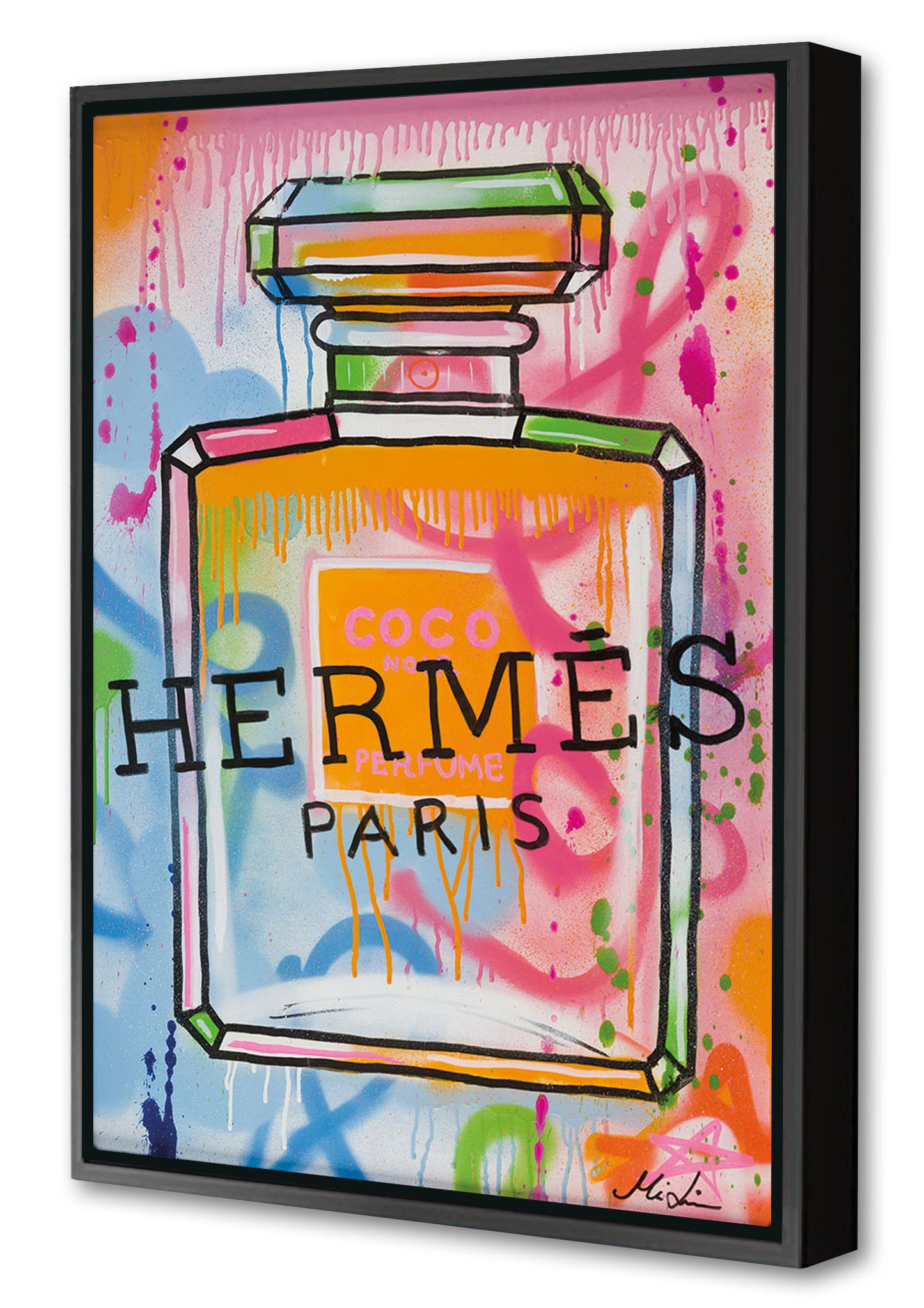 Coco Hermes-mikael-lindgren, print-Canvas Print with Box Frame-40 x 60 cm-BLUE SHAKER