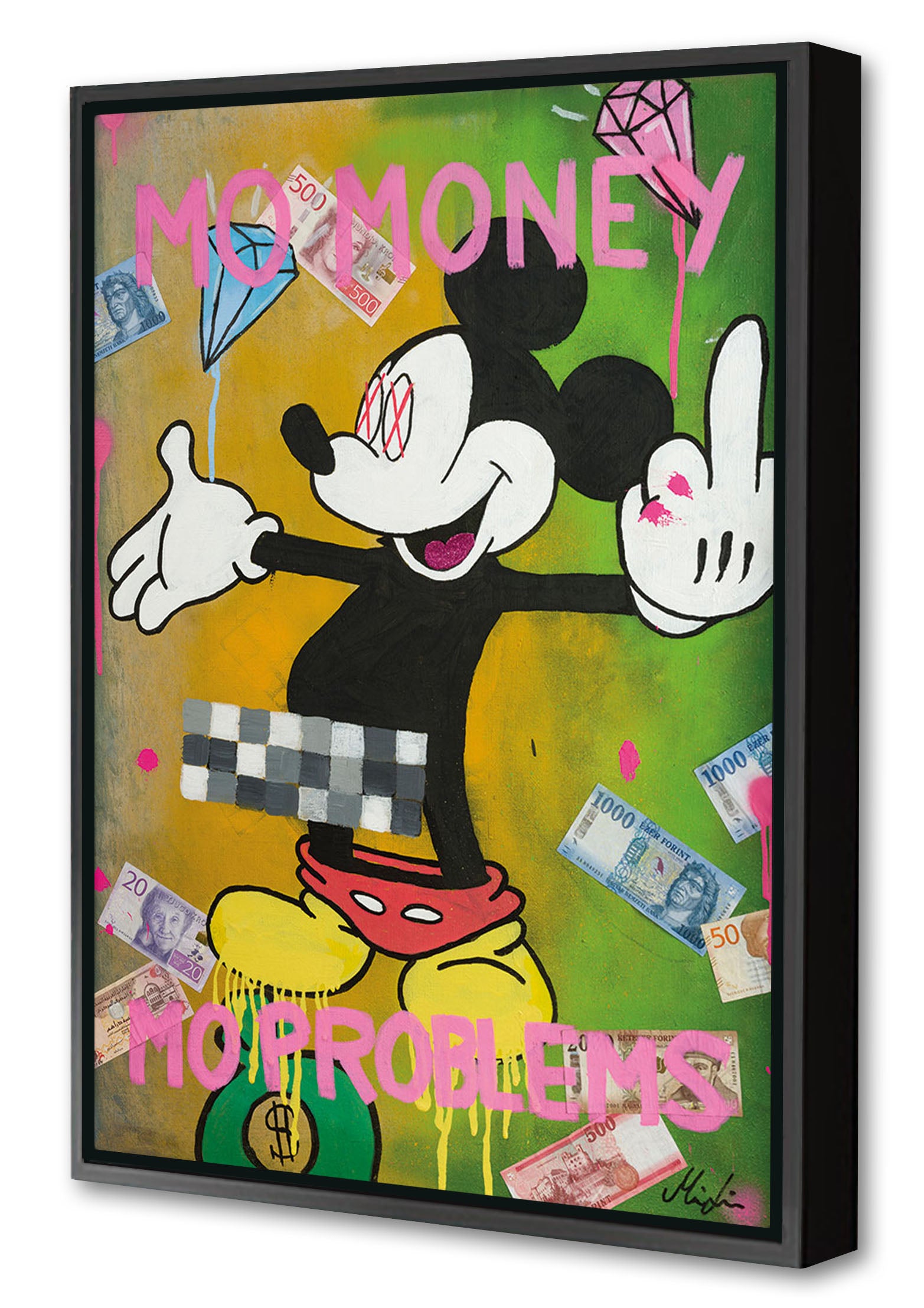Mo Money Mo Problems-mikael-lindgren, print-Canvas Print with Box Frame-40 x 60 cm-BLUE SHAKER