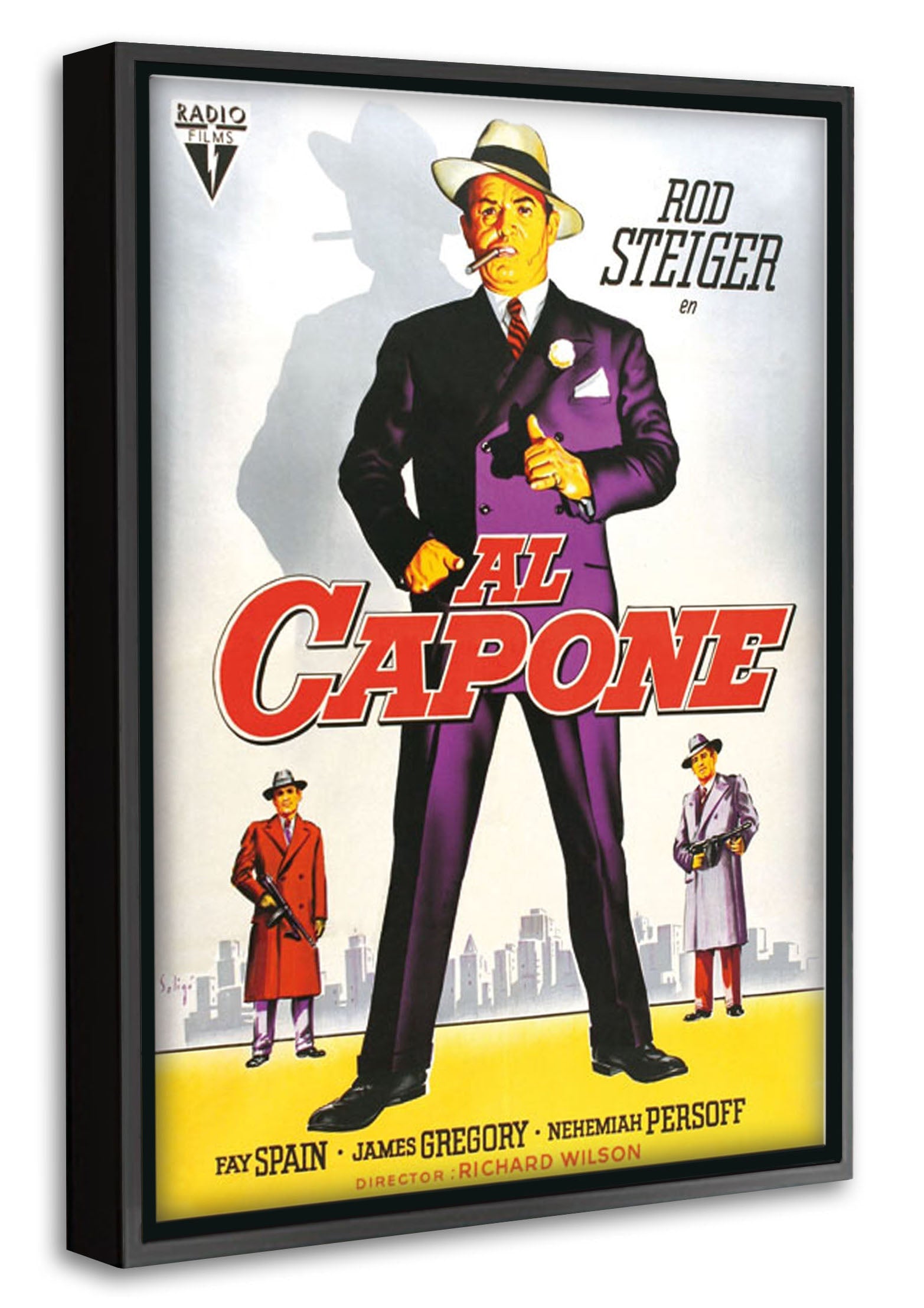 Al Capone-movies, print-Canvas Print with Box Frame-40 x 60 cm-BLUE SHAKER